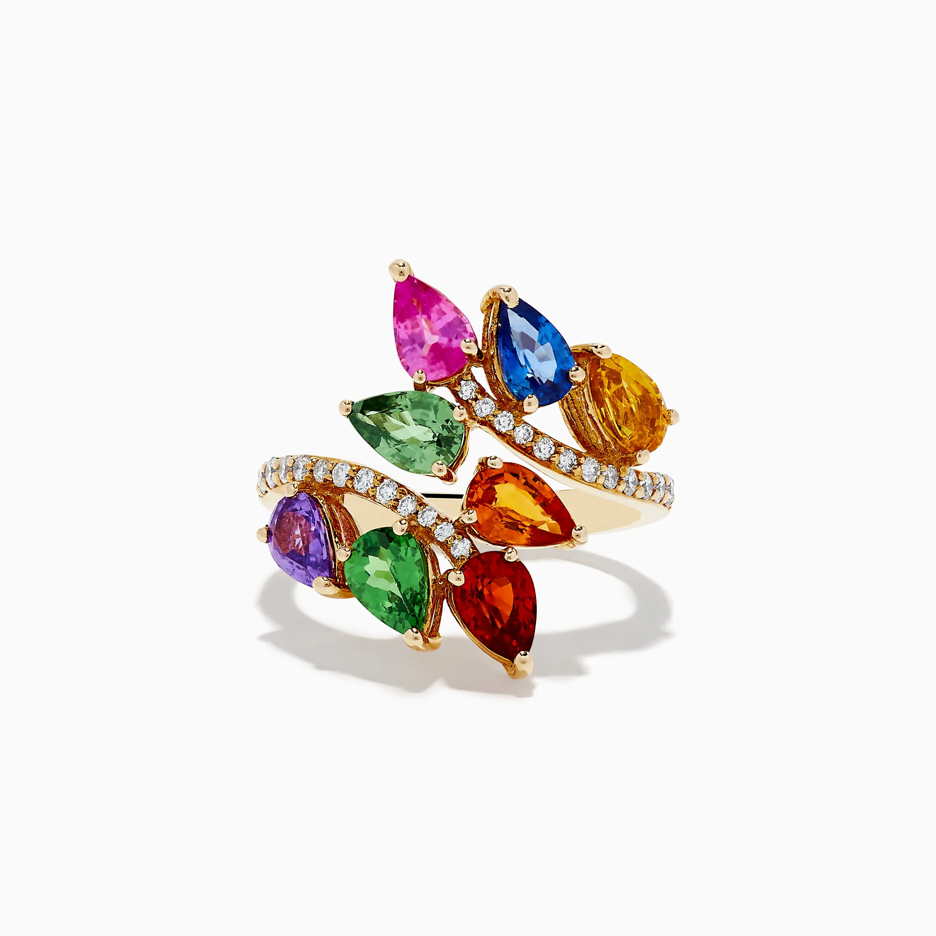 Watercolors 14K Yellow Gold Multi Sapphire and Diamond Bypass Ring sold by Effy