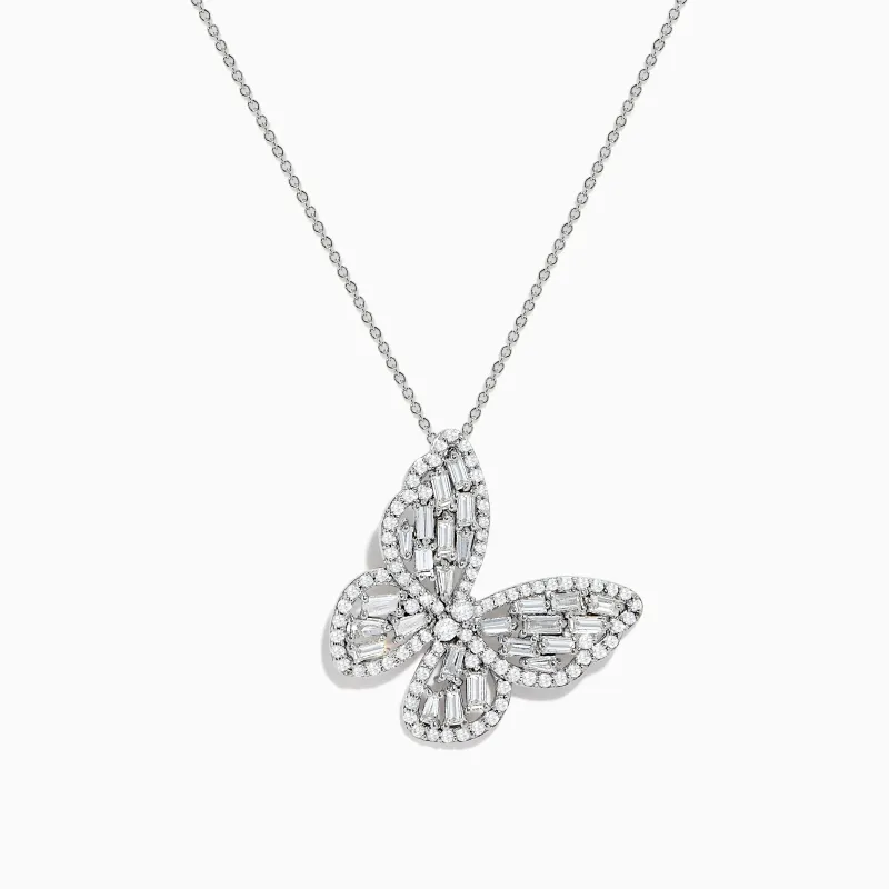 Nature 14K White Gold Diamond Butterfly Pendant sold by Effy