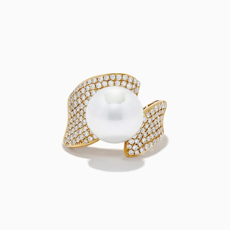 14K Yellow Gold Fresh Water Pearl and Diamond Statement Ring sold by Effy