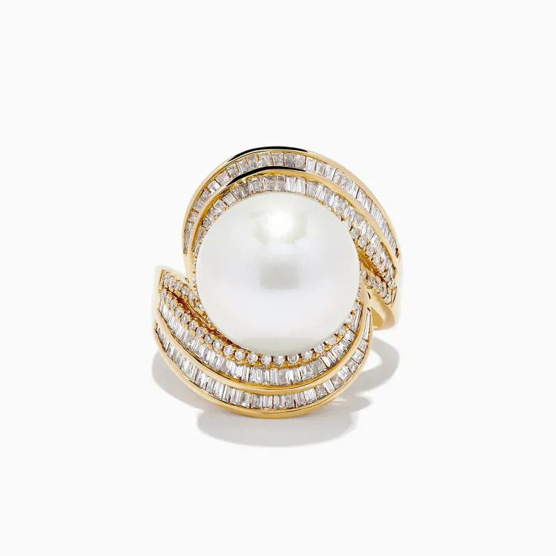 14K Yellow Gold Fresh Water Pearl and Diamond Statement Ring sold by Effy