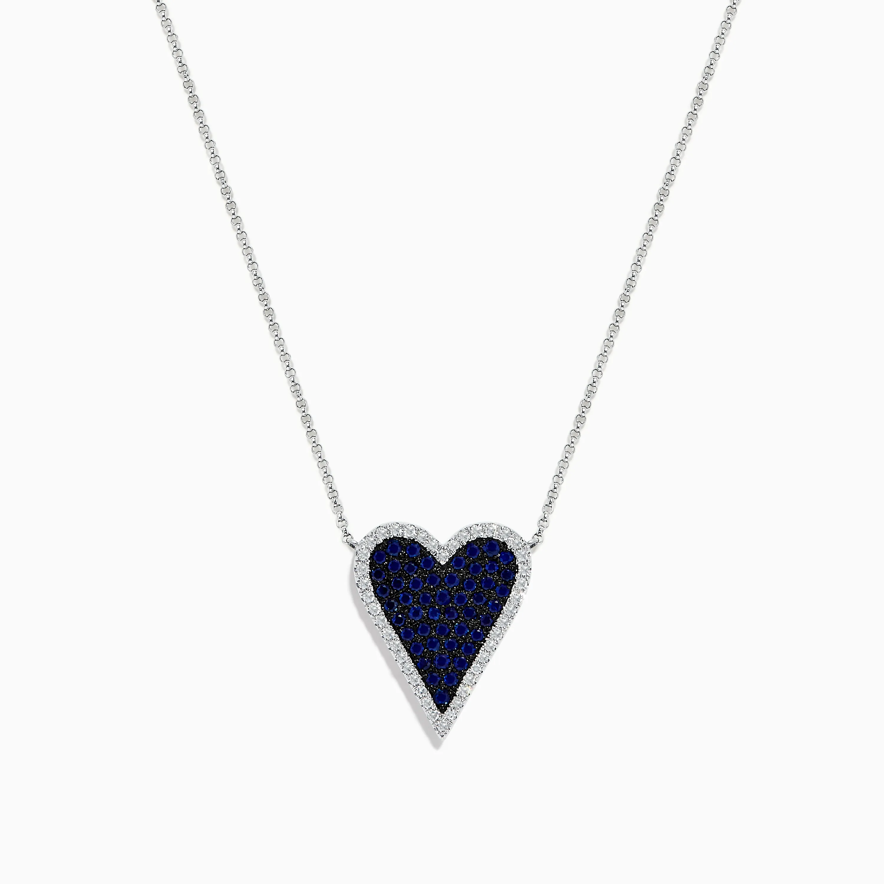 Royale Bleu 14K White Gold Blue Sapphire and Diamond Heart Necklace sold by Effy