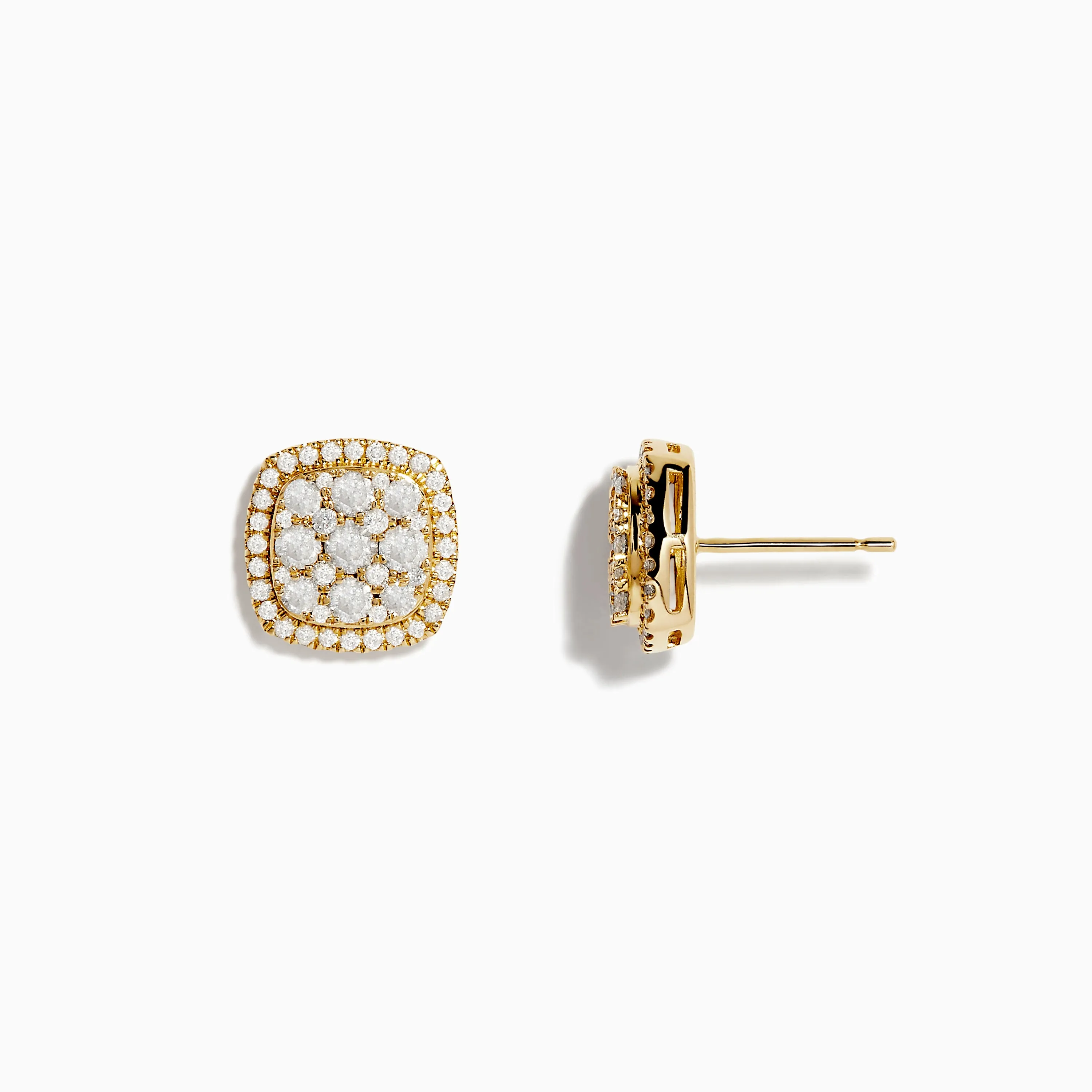 Pave Classica 14K Yellow Gold Square Diamond Stud Earrings 0.97 TCW sold by Effy product image thumbnail 2