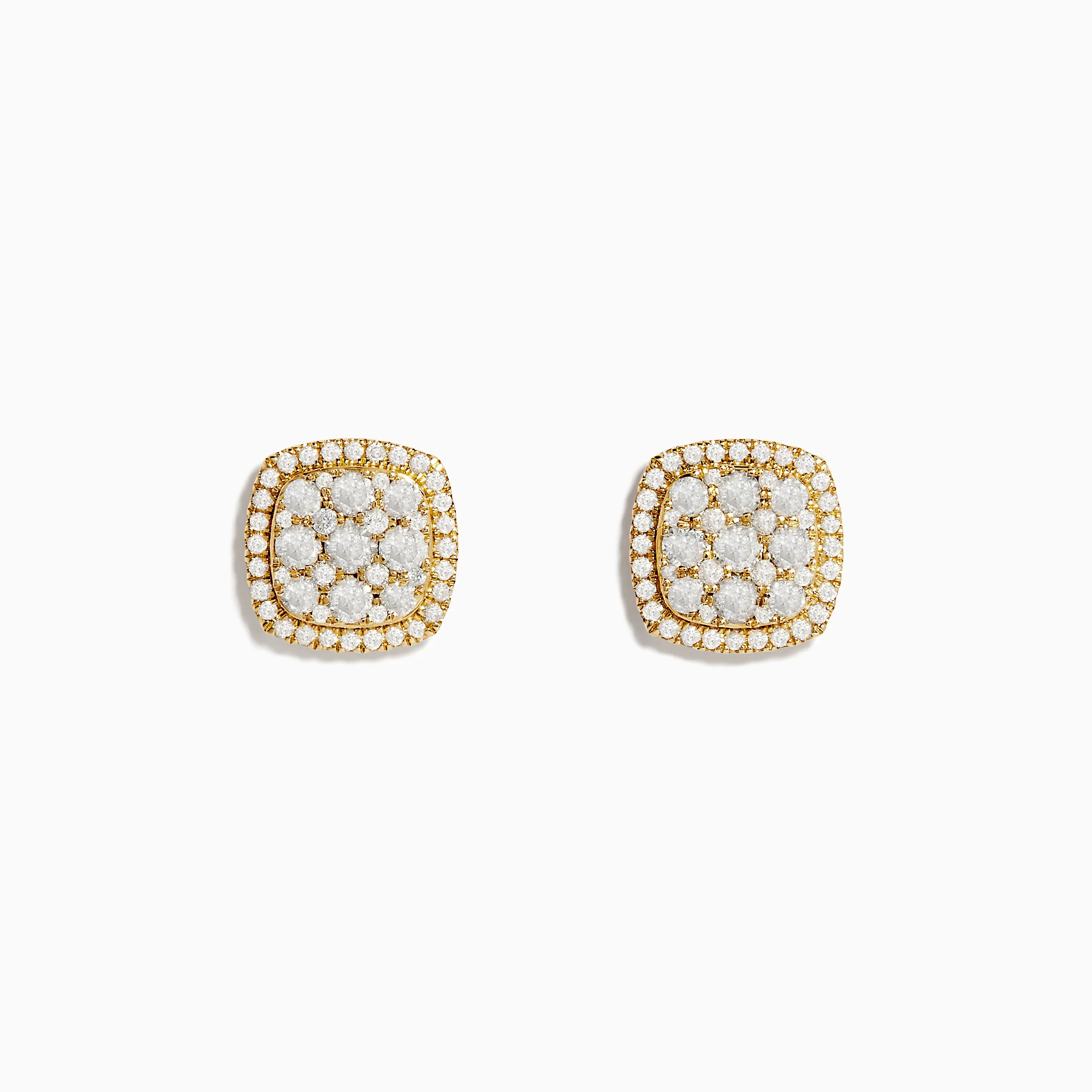 Pave Classica 14K Yellow Gold Square Diamond Stud Earrings 0.97 TCW sold by Effy