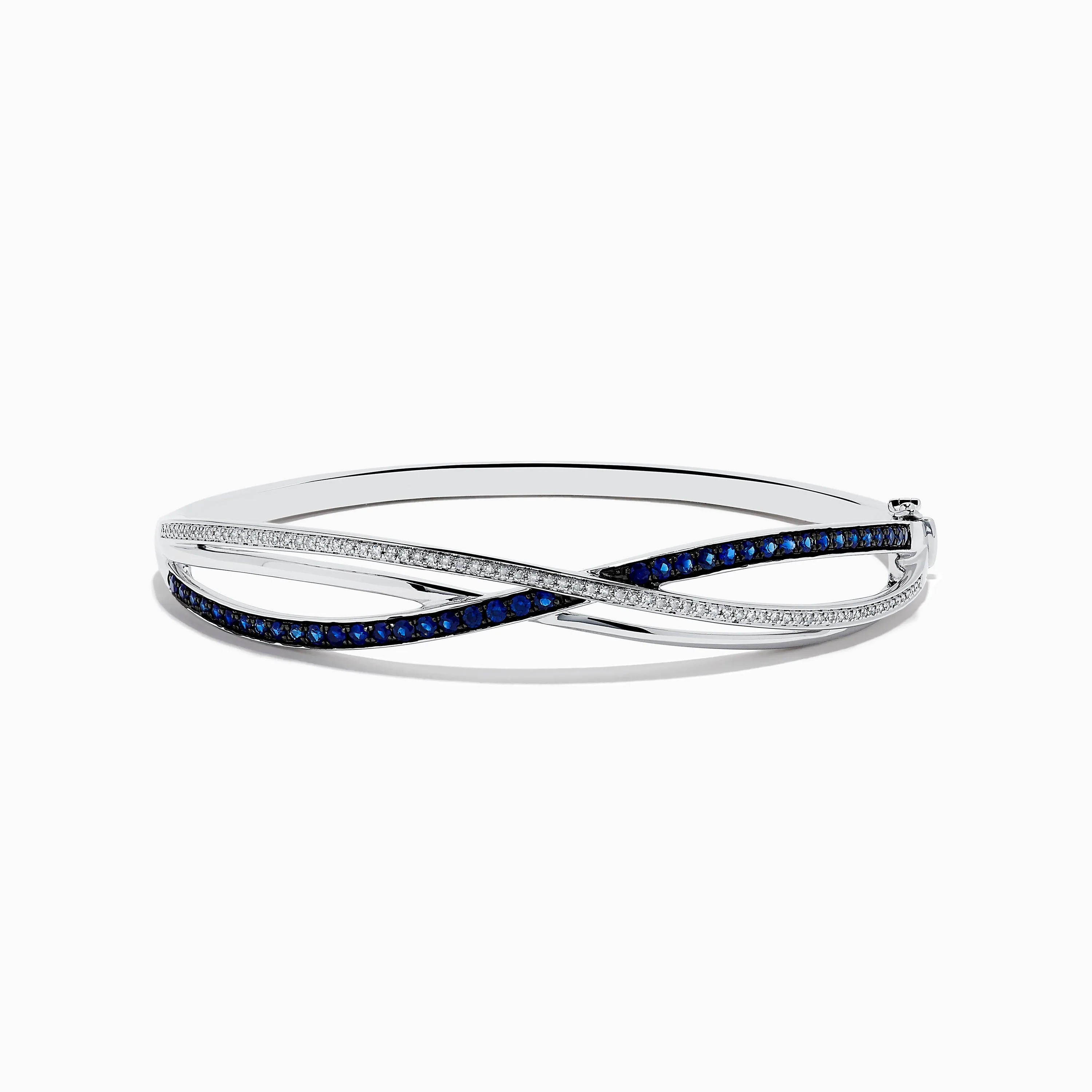 Royale Bleu 14K White Gold Blue Sapphire and Diamond Crossover Bangle sold by Effy
