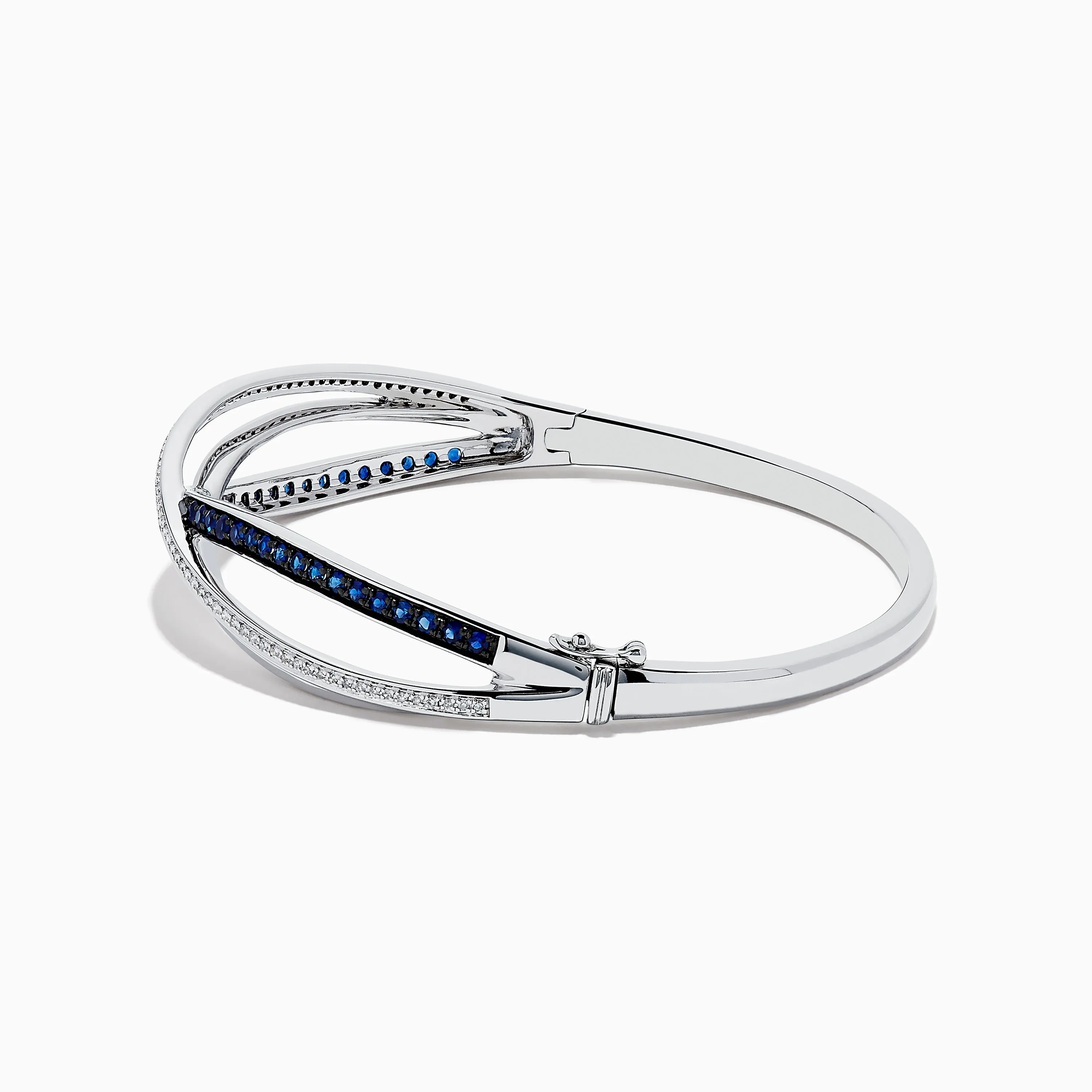 Royale Bleu 14K White Gold Blue Sapphire and Diamond Crossover Bangle sold by Effy product image thumbnail 2