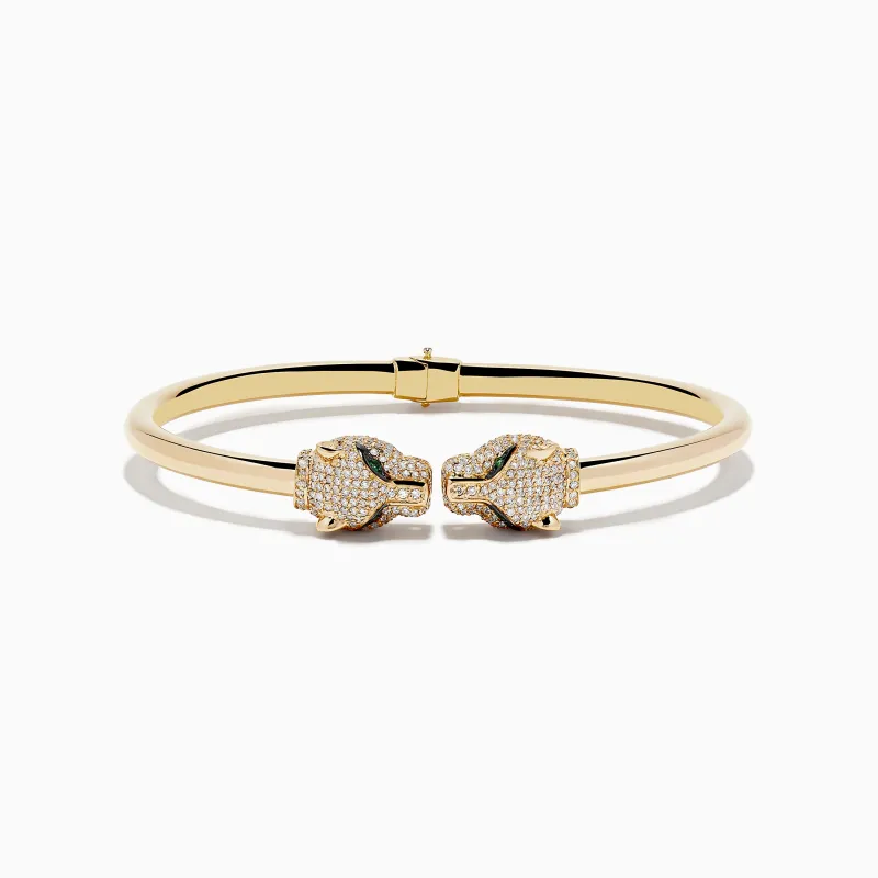 Signature 14K Yellow Gold Emerald and Diamond Bangle sold by Effy