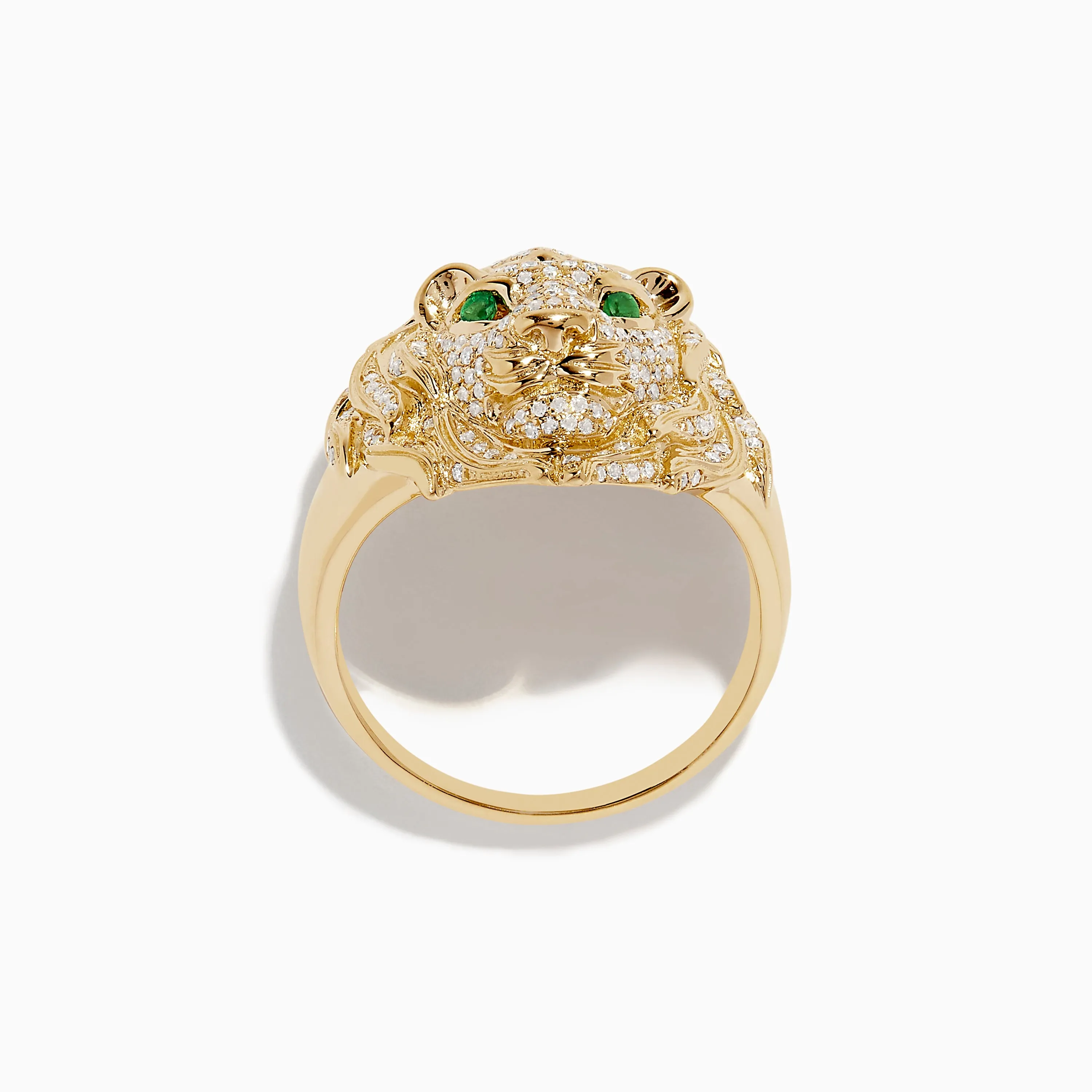Men's 14K Yellow Gold Emerald and Diamond Lion Ring sold by Effy product image thumbnail 4