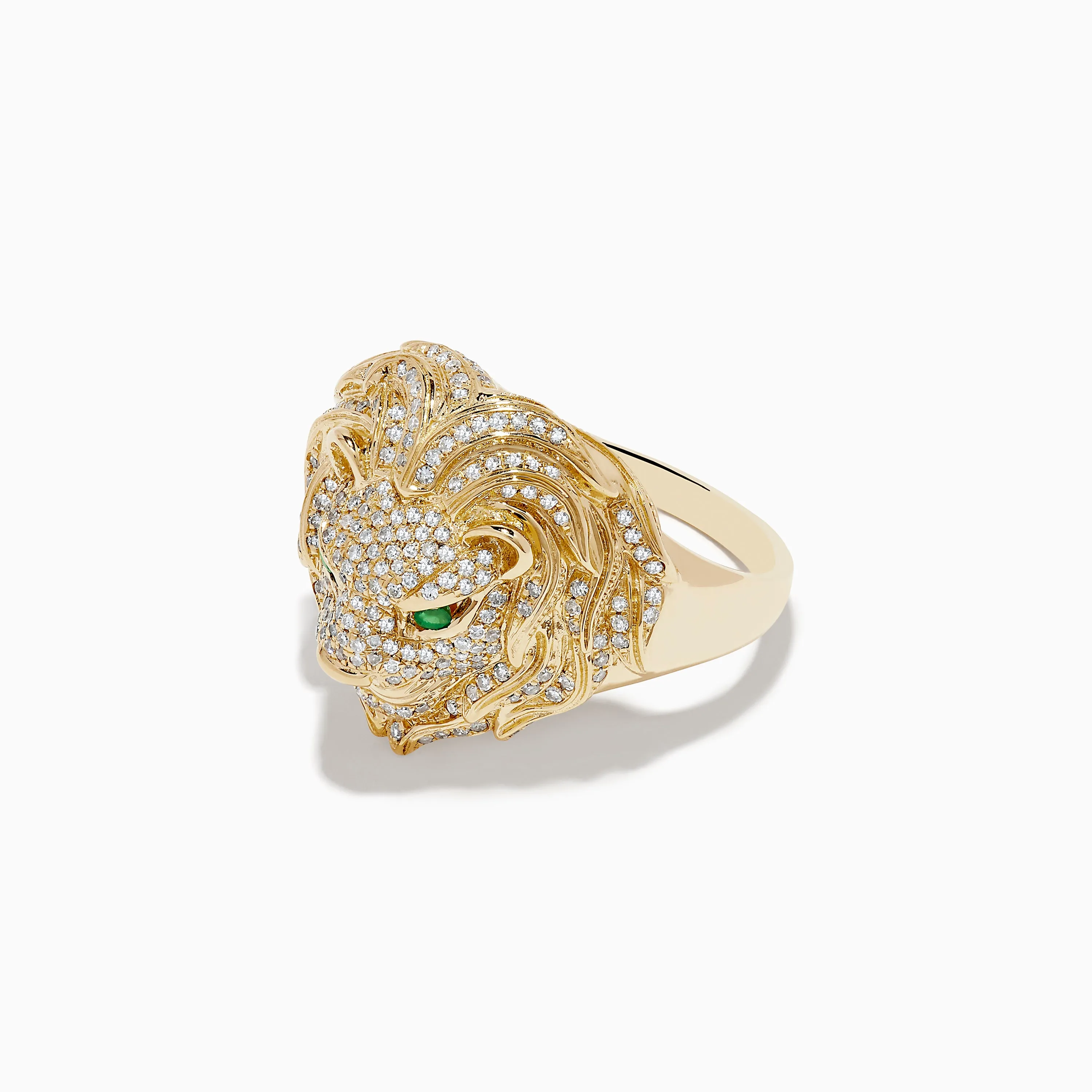 Men's 14K Yellow Gold Emerald and Diamond Lion Ring sold by Effy product image thumbnail 3