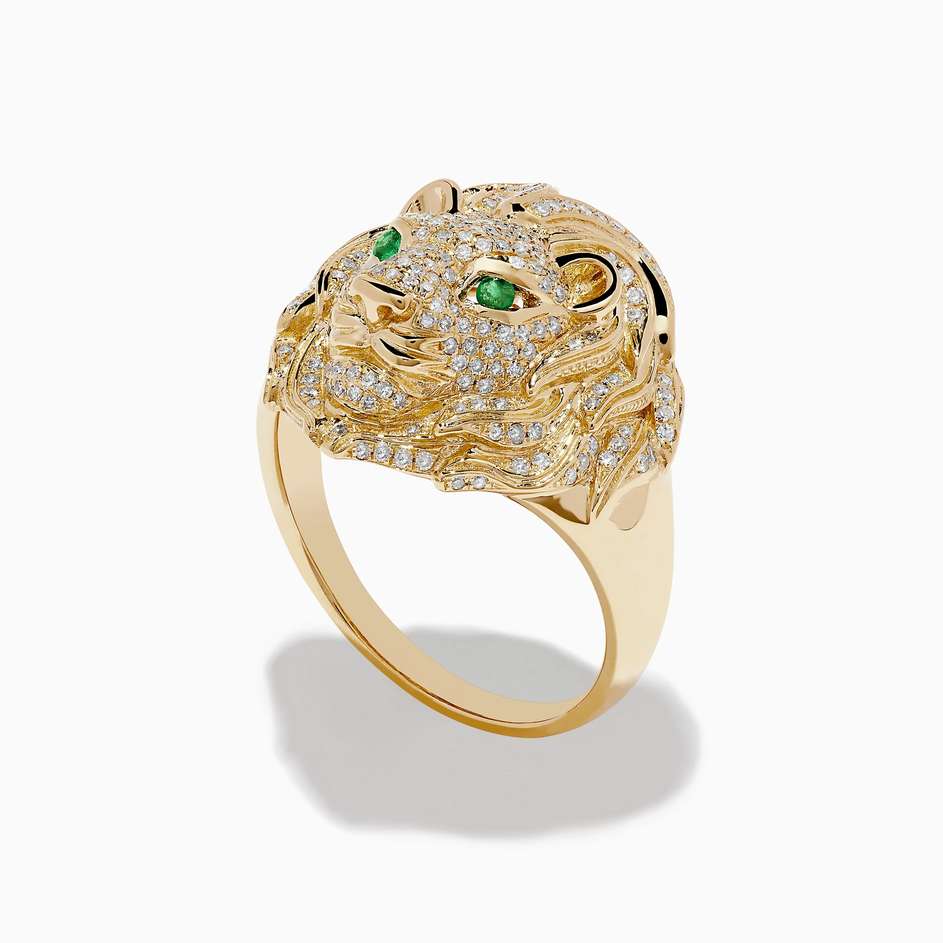 Men's 14K Yellow Gold Emerald and Diamond Lion Ring sold by Effy product image thumbnail 2