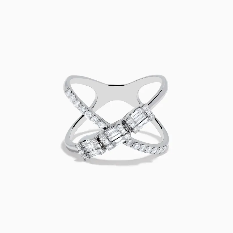 Classique 14K White Gold Diamond Criss Cross Ring sold by Effy