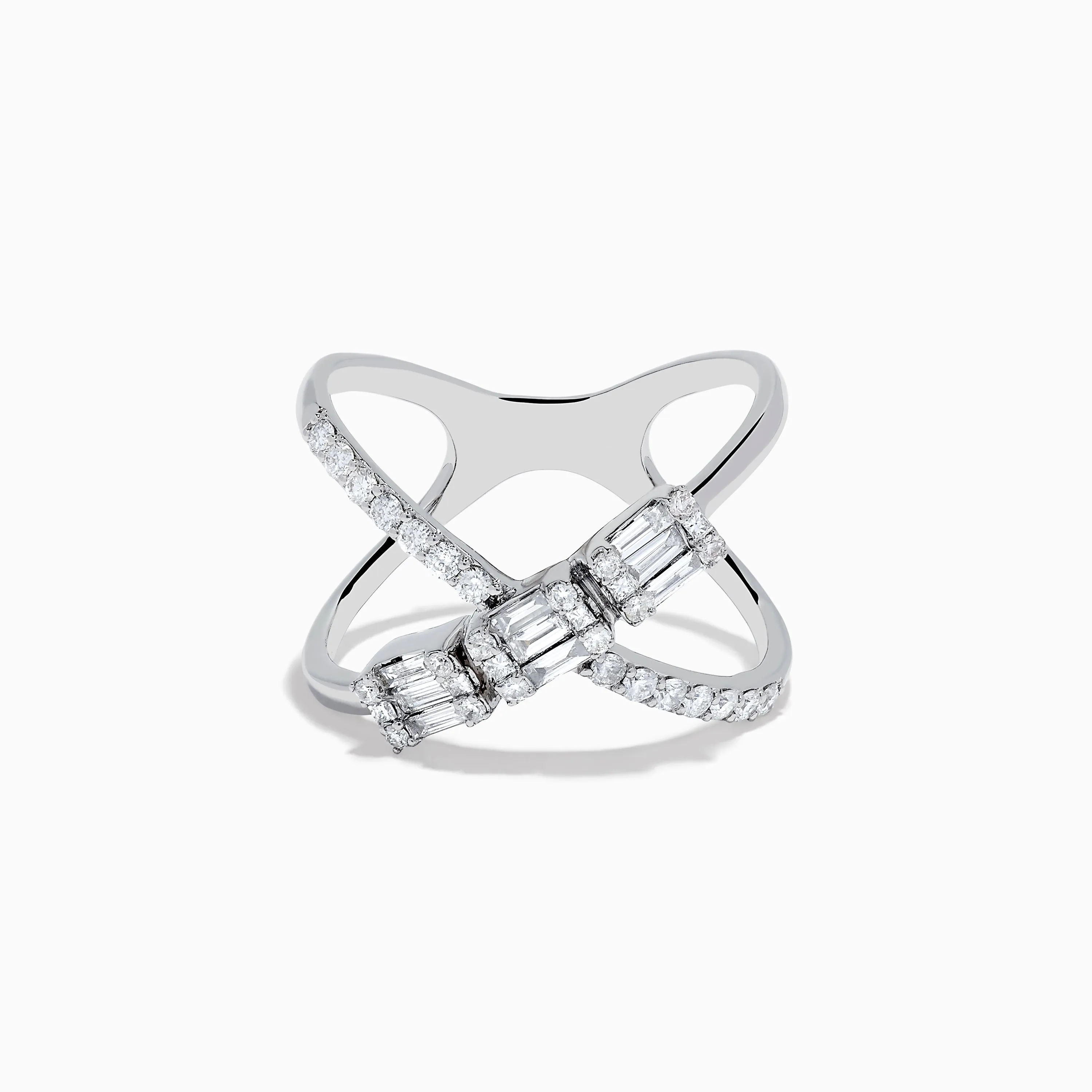 Classique 14K White Gold Diamond Criss Cross Ring sold by Effy