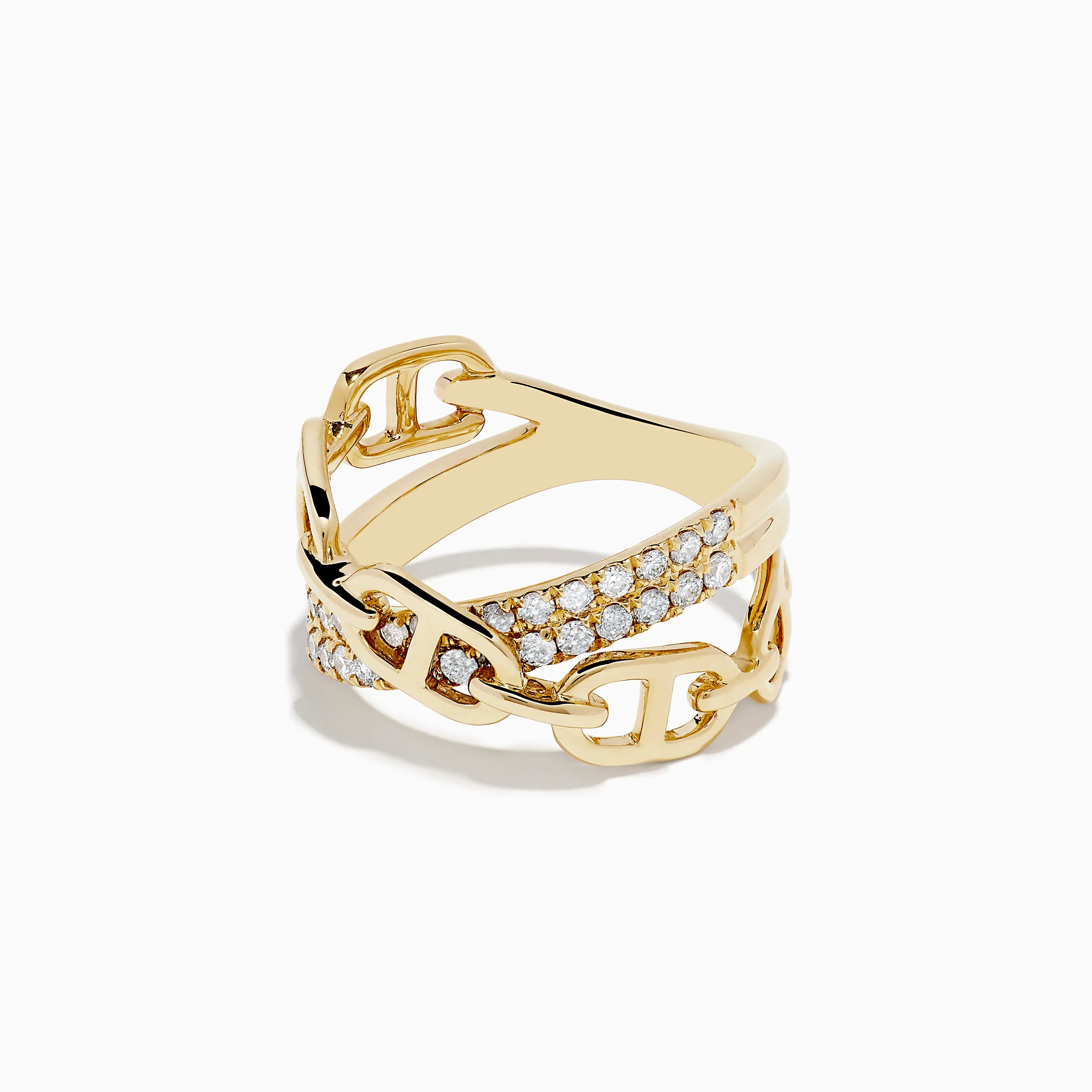 D'Oro 14K Yellow Gold Diamond Chain Link Crossover Ring sold by Effy product image thumbnail 2