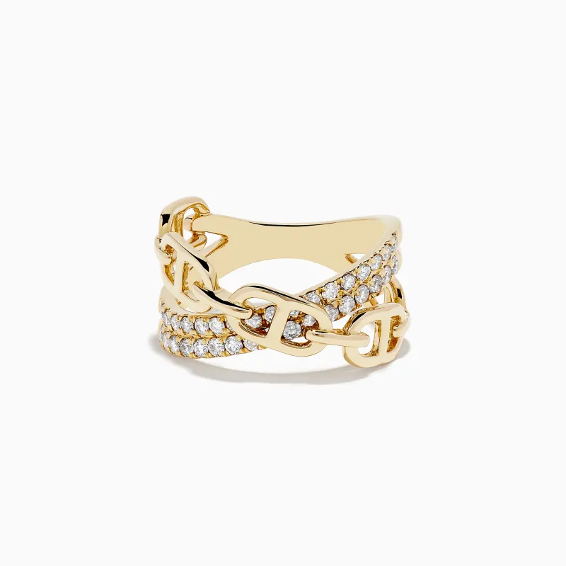 D'Oro 14K Yellow Gold Diamond Chain Link Crossover Ring sold by Effy