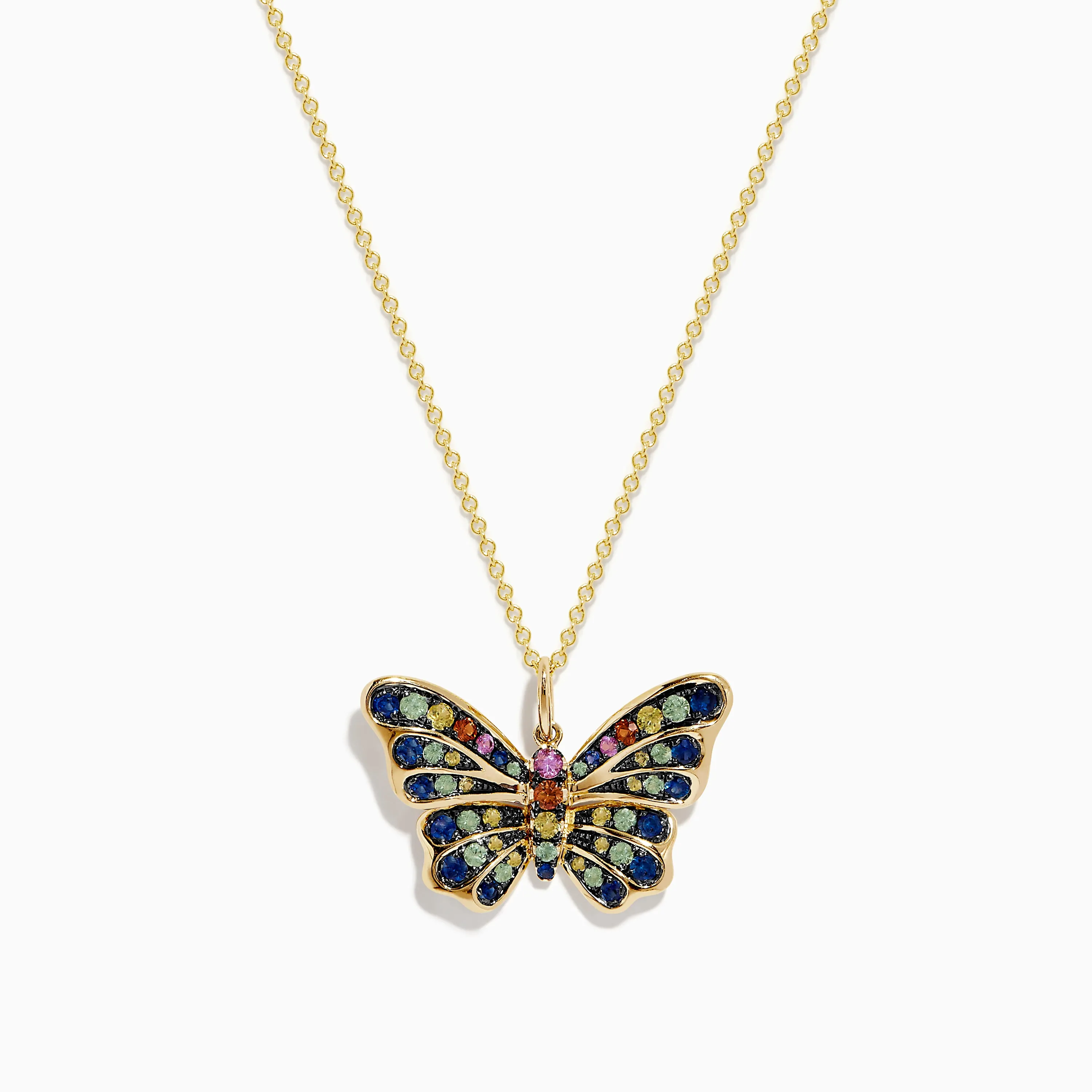 Watercolors 14K Yellow Gold Multi Sapphire Butterfly Pendant sold by Effy