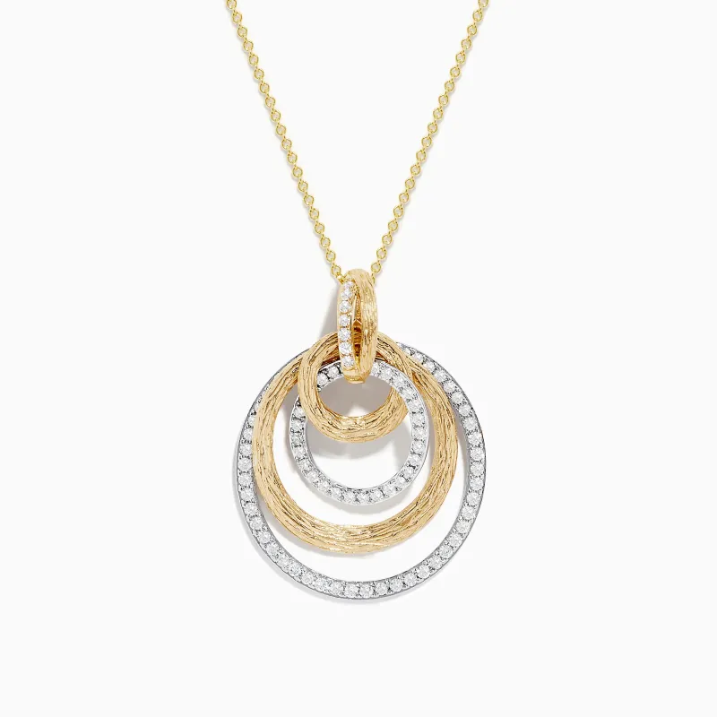 Duo 14K Two-Tone Gold Diamond Crossover Pendant sold by Effy