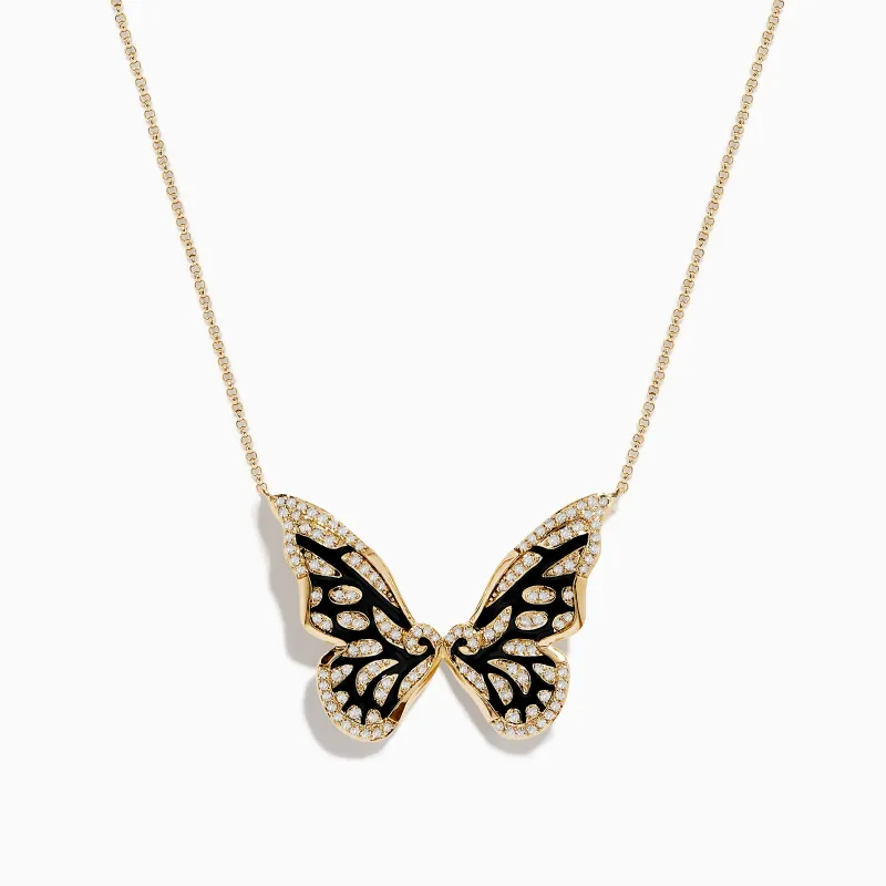 Nature 14K Yellow Gold Diamond Butterfly Necklace sold by Effy