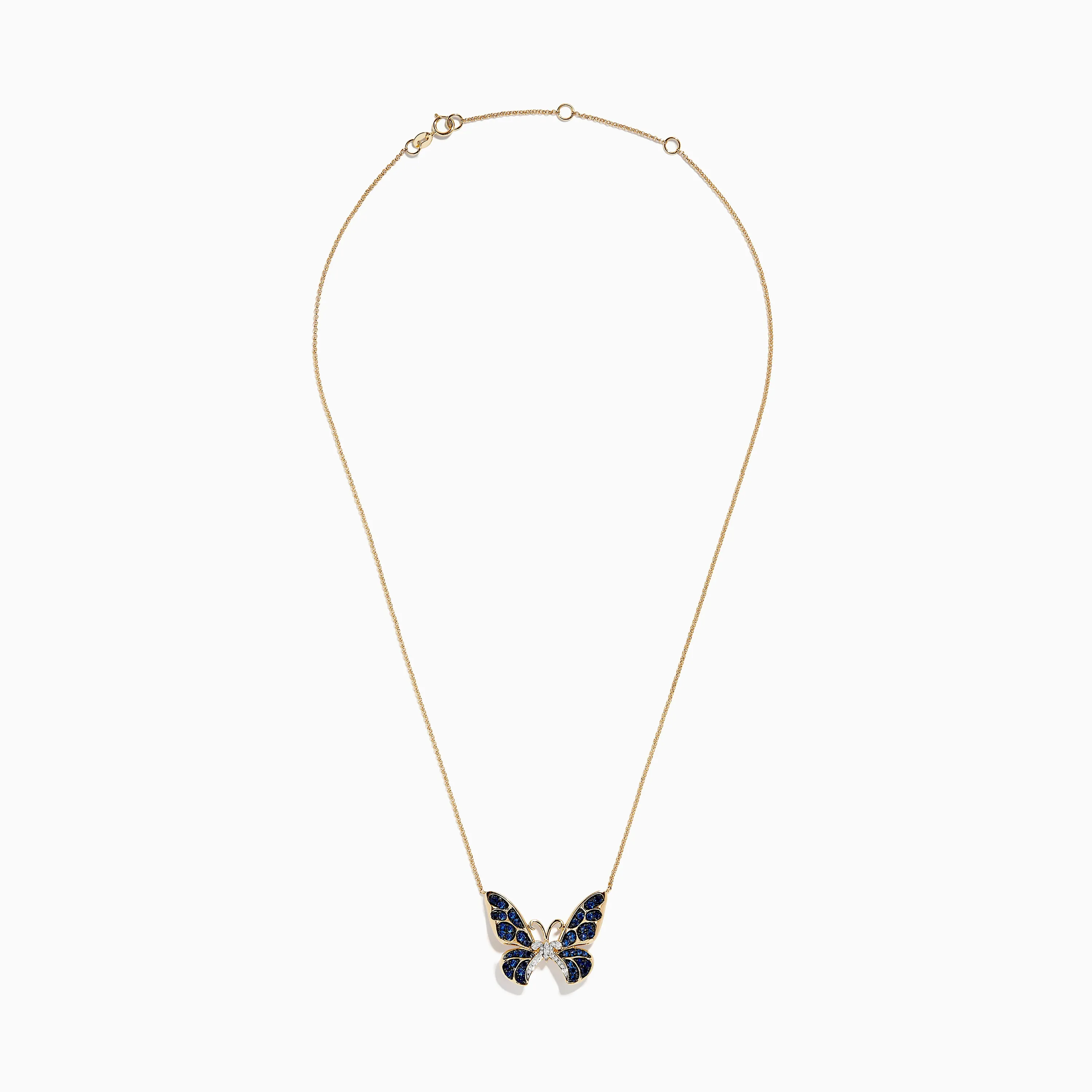 Nature 14K Gold Blue Sapphire and Diamond Butterfly Necklace sold by Effy product image thumbnail 2