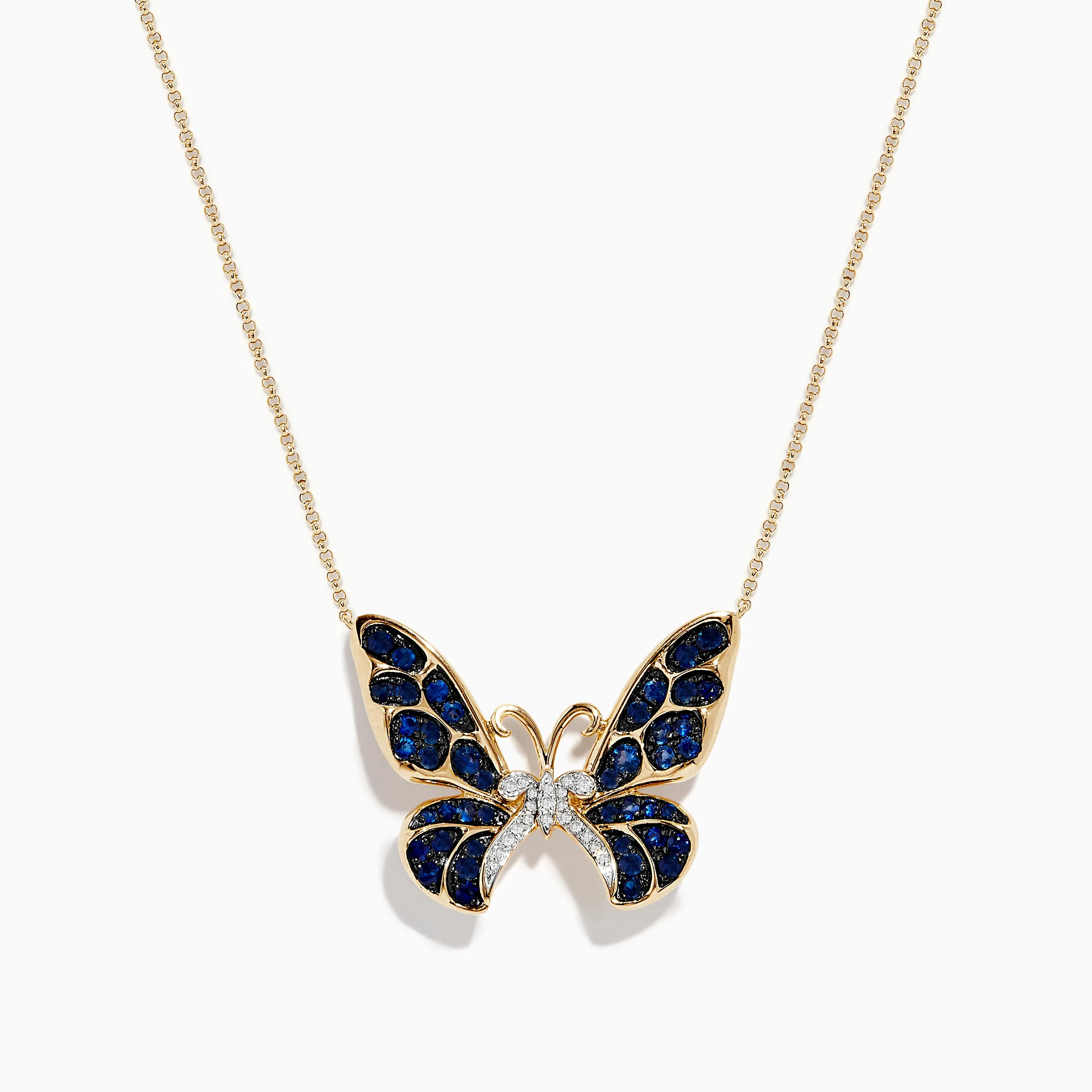 Nature 14K Gold Blue Sapphire and Diamond Butterfly Necklace sold by Effy