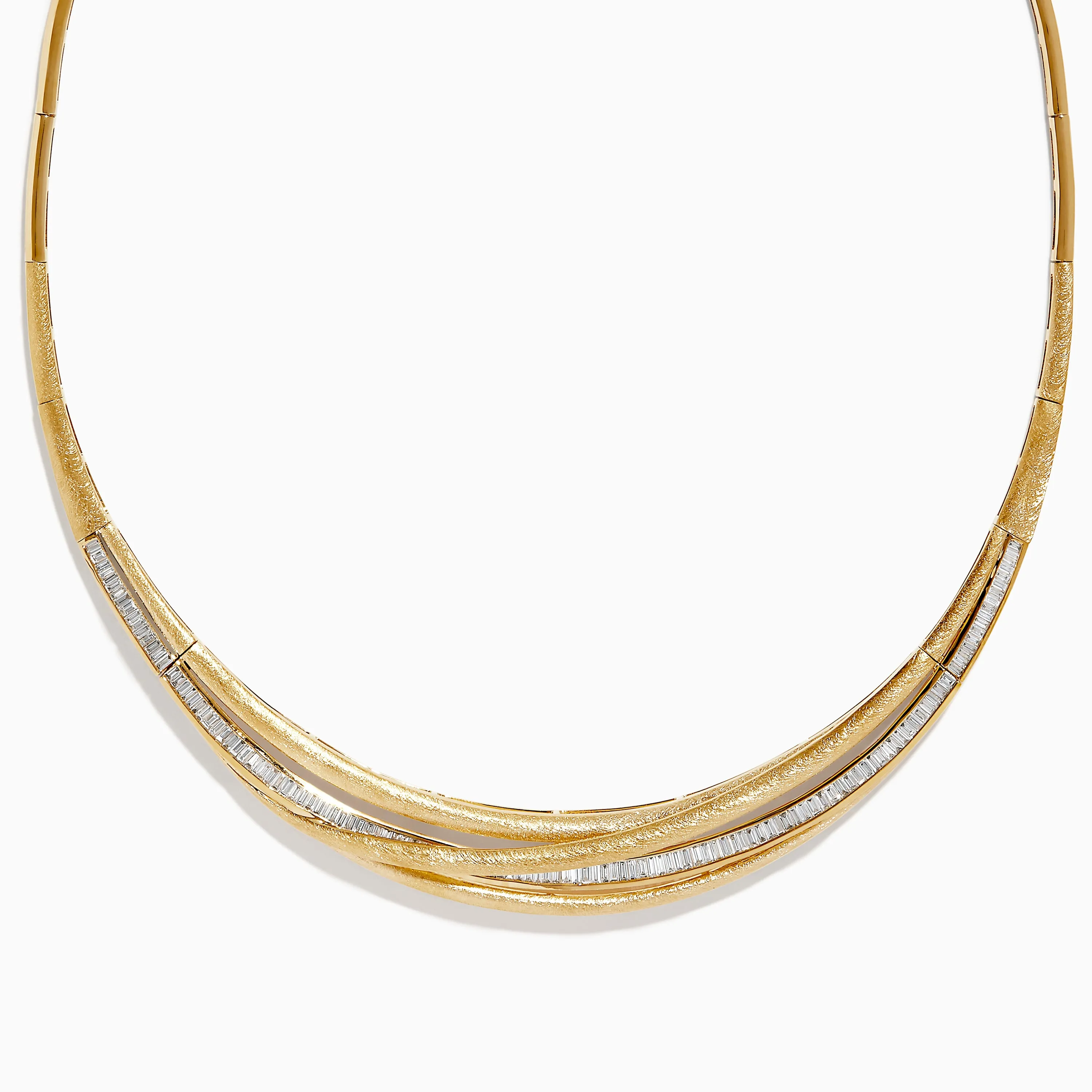 D'Oro 14K Brushed Yellow Gold Diamond Statement Collar Necklace 2.32 TCW sold by Effy