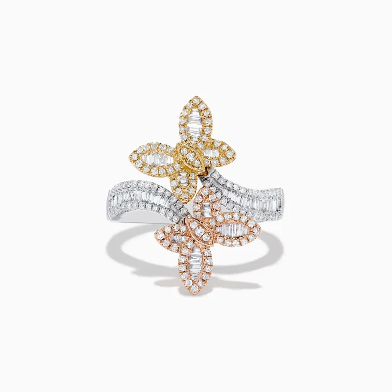 Trio 14K Three-Tone Gold Diamond Butterfly Bypass Ring sold by Effy