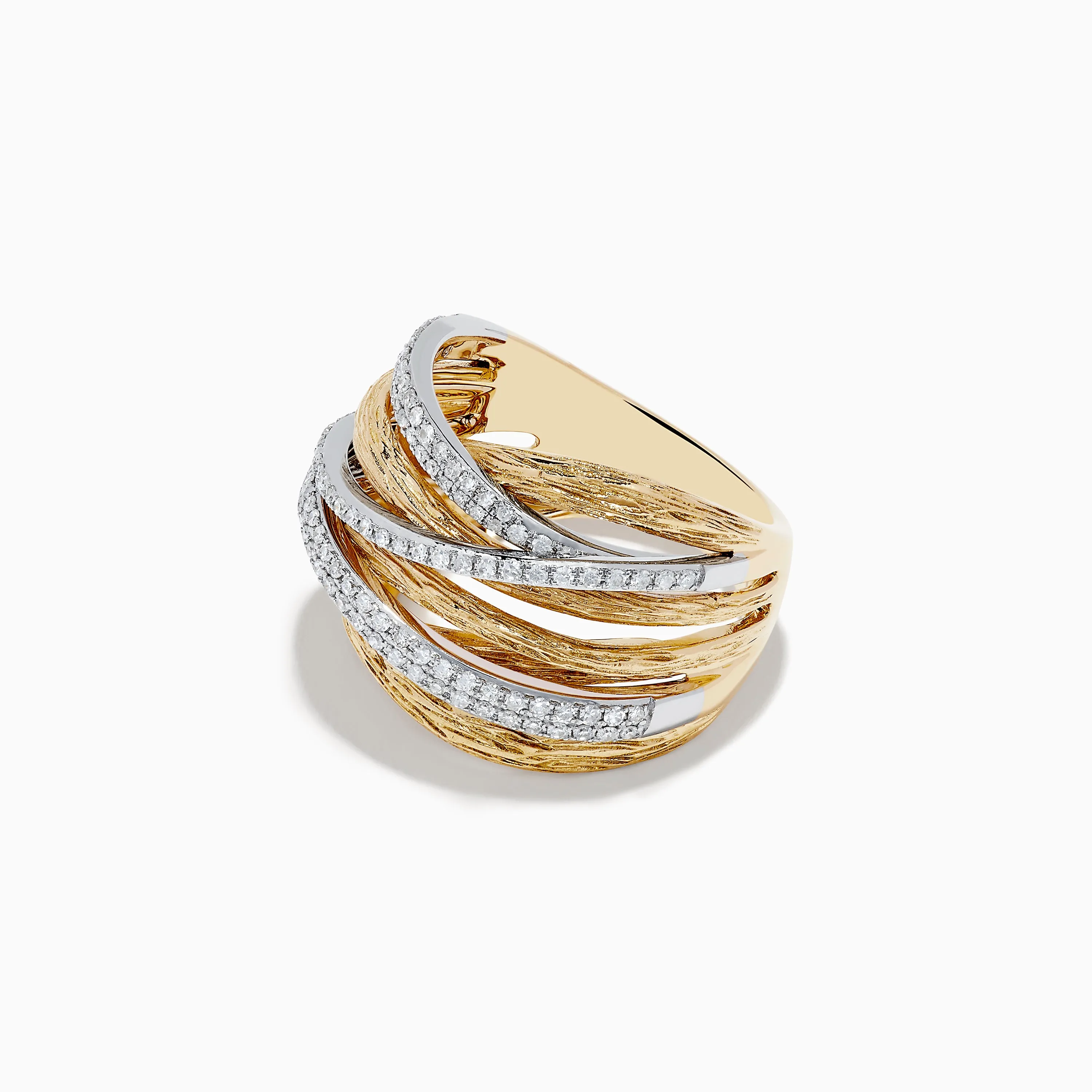 Duo 14K Two-Tone Textured Gold Pave Diamond Crossover Ring sold by Effy product image thumbnail 2