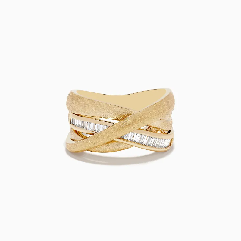 D'Oro 14K Brushed Yellow Gold Diamond Crossover Ring 0.39 TCW sold by Effy