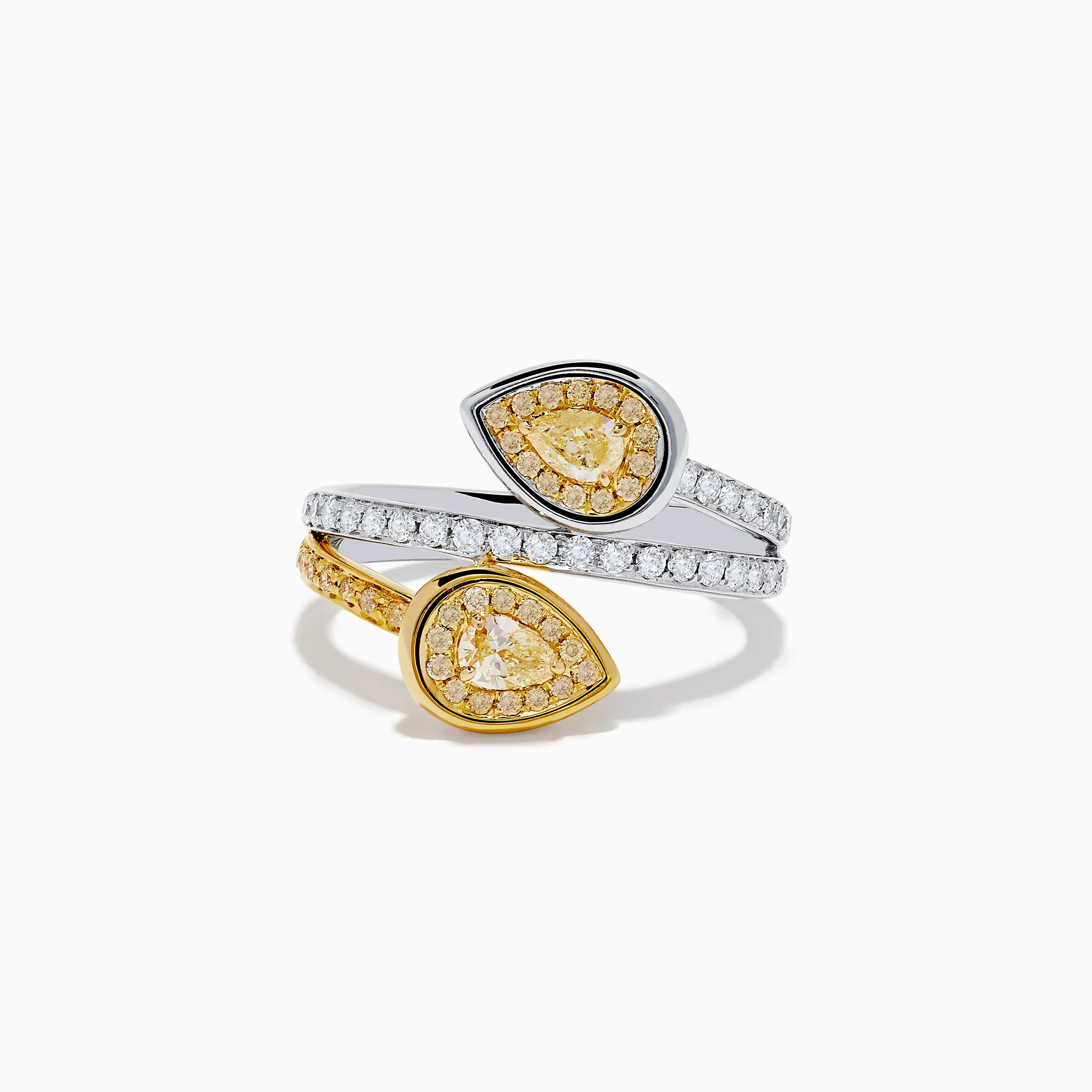 Canare 18K Two-Tone Gold Pear Shaped Yellow Diamond Bypass Ring sold by Effy