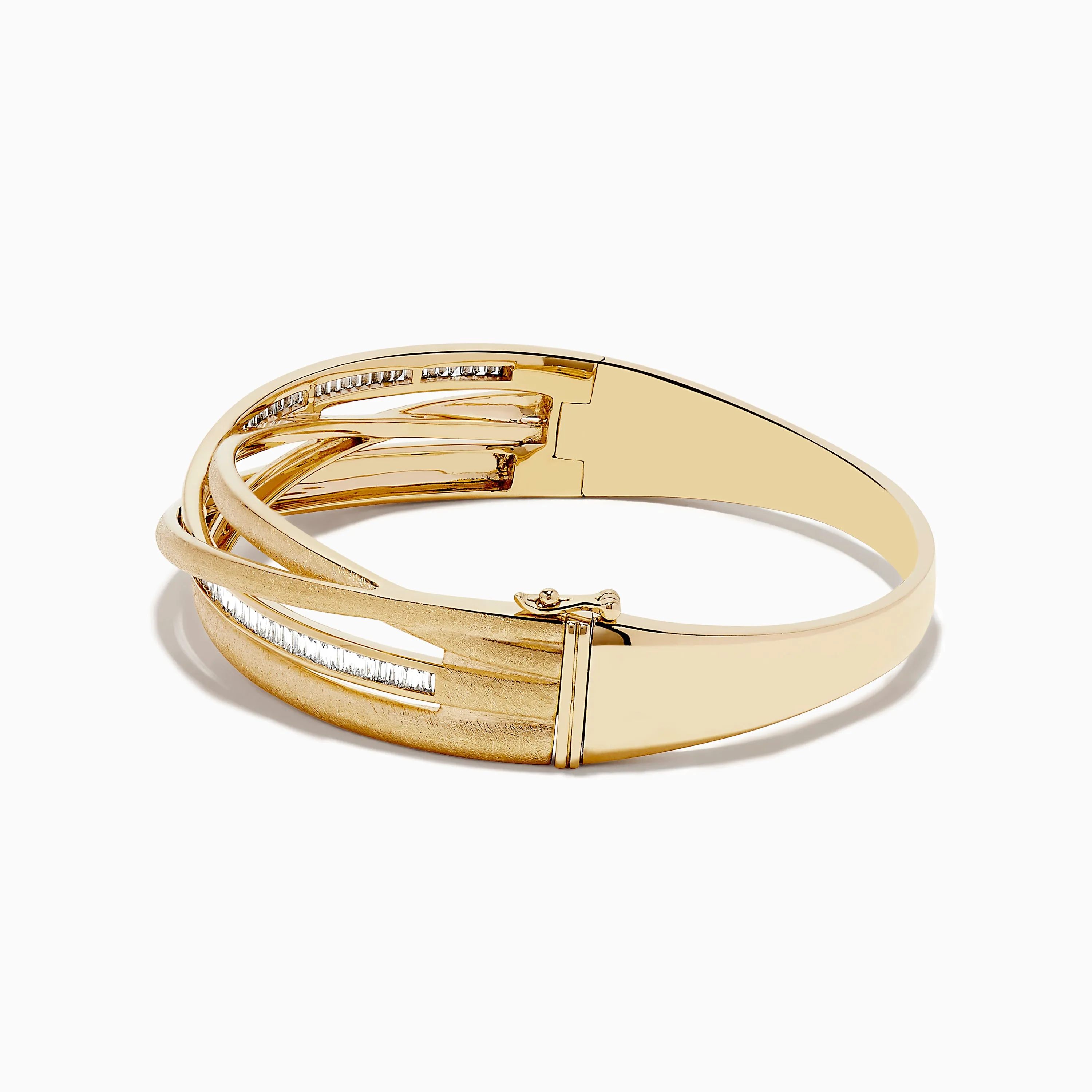 D'Oro 14K Brushed Yellow Gold Diamond Crossover Bangle 1.10 TCW sold by Effy product image thumbnail 2