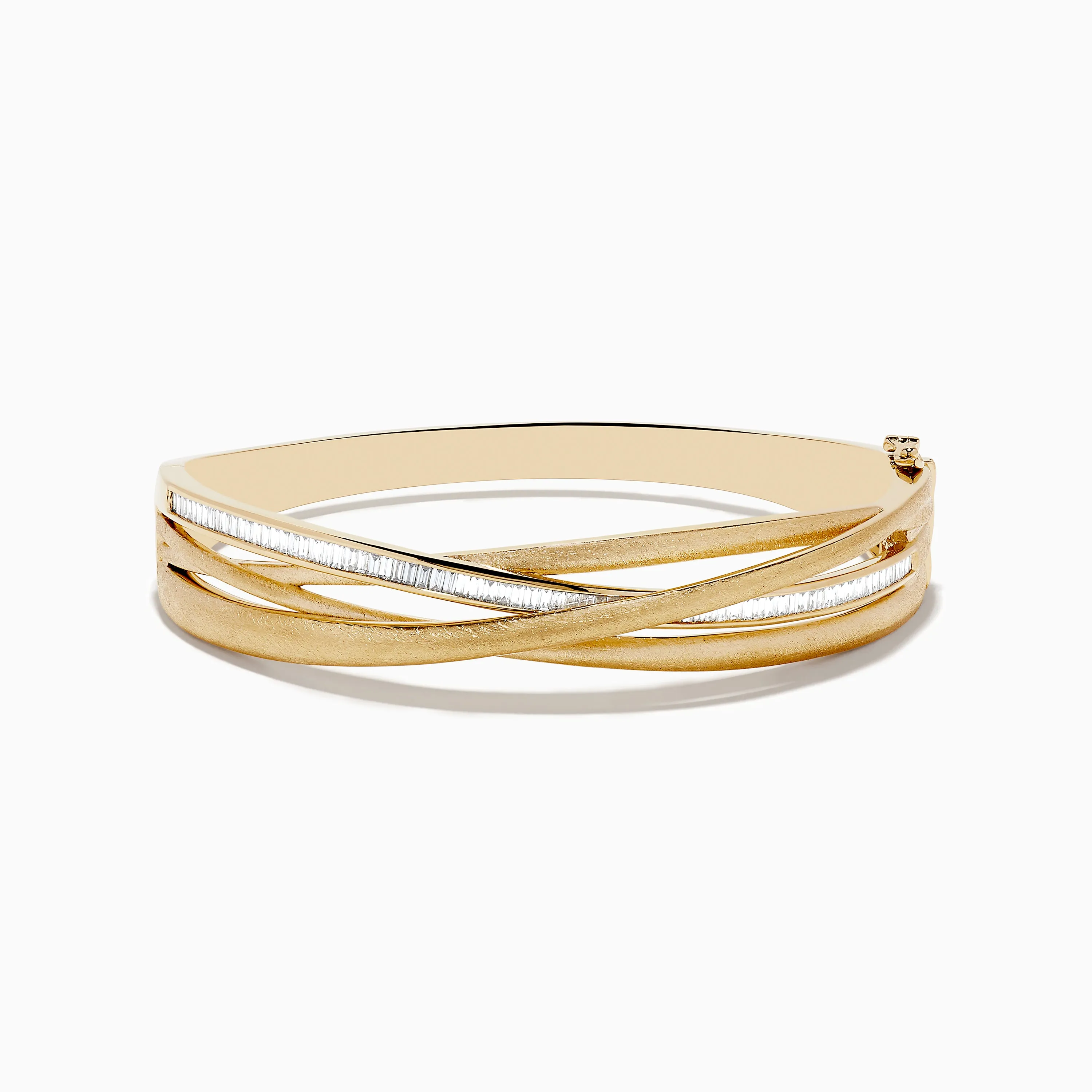 D'Oro 14K Brushed Yellow Gold Diamond Crossover Bangle 1.10 TCW sold by Effy