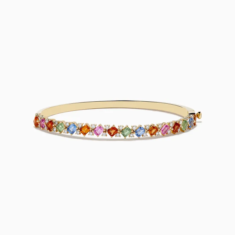 14K Yellow Gold Multi Sapphire and Diamond Bangle sold by Effy