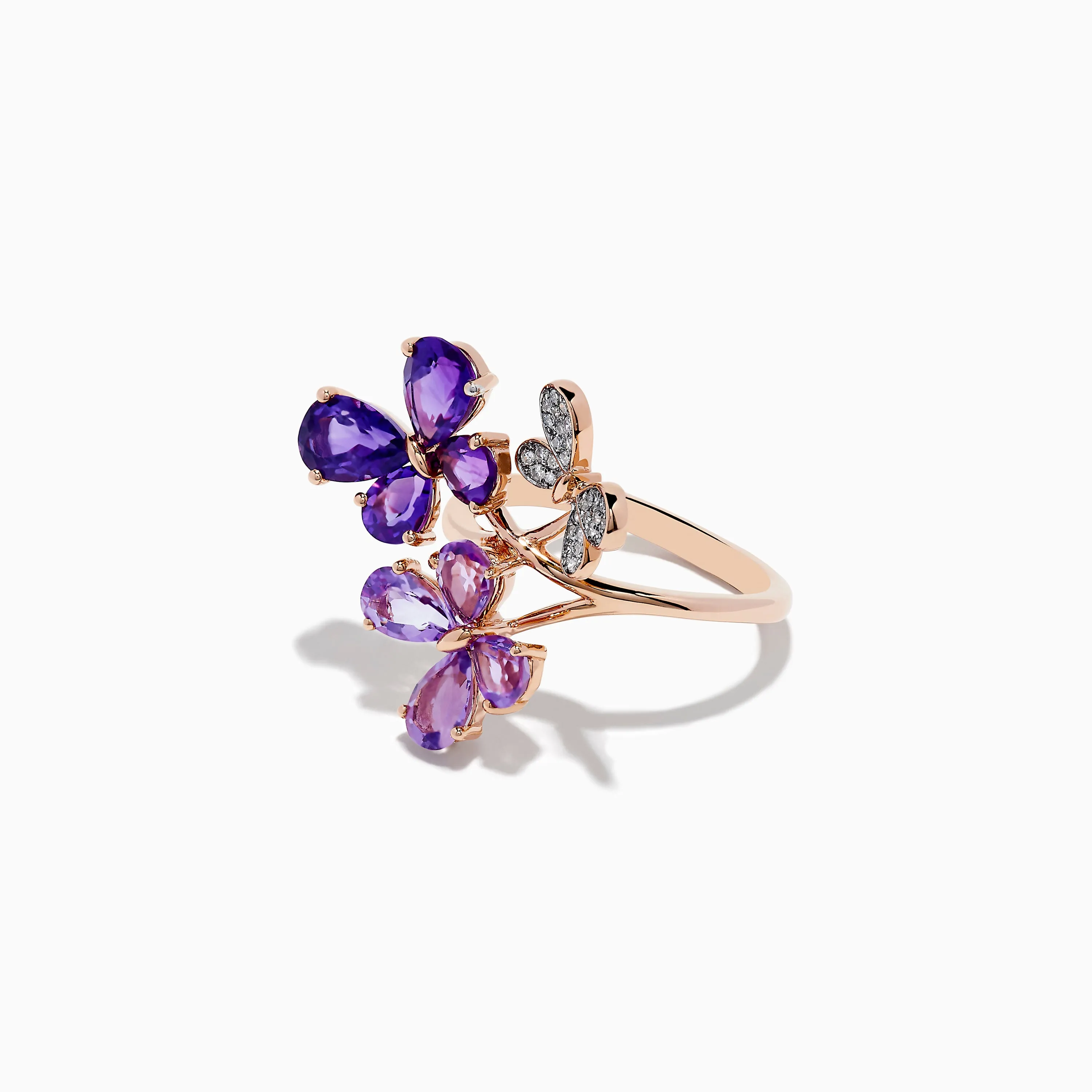 14K Rose Gold Amethyst and Diamond Multi-Butterfly Ring sold by Effy product image thumbnail 2