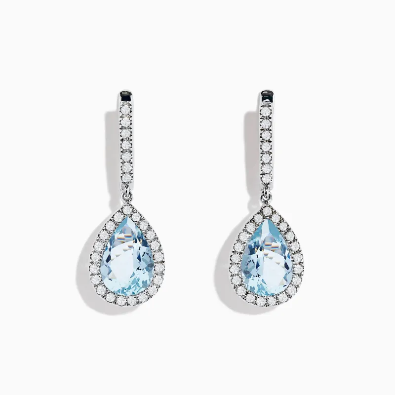 Aquarius 14K White Gold Aquamarine and Diamond Drop Earrings sold by Effy