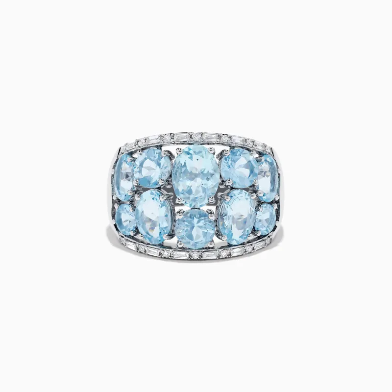 Aquarius 14k White Gold Aquamarine and Diamond Ring sold by Effy