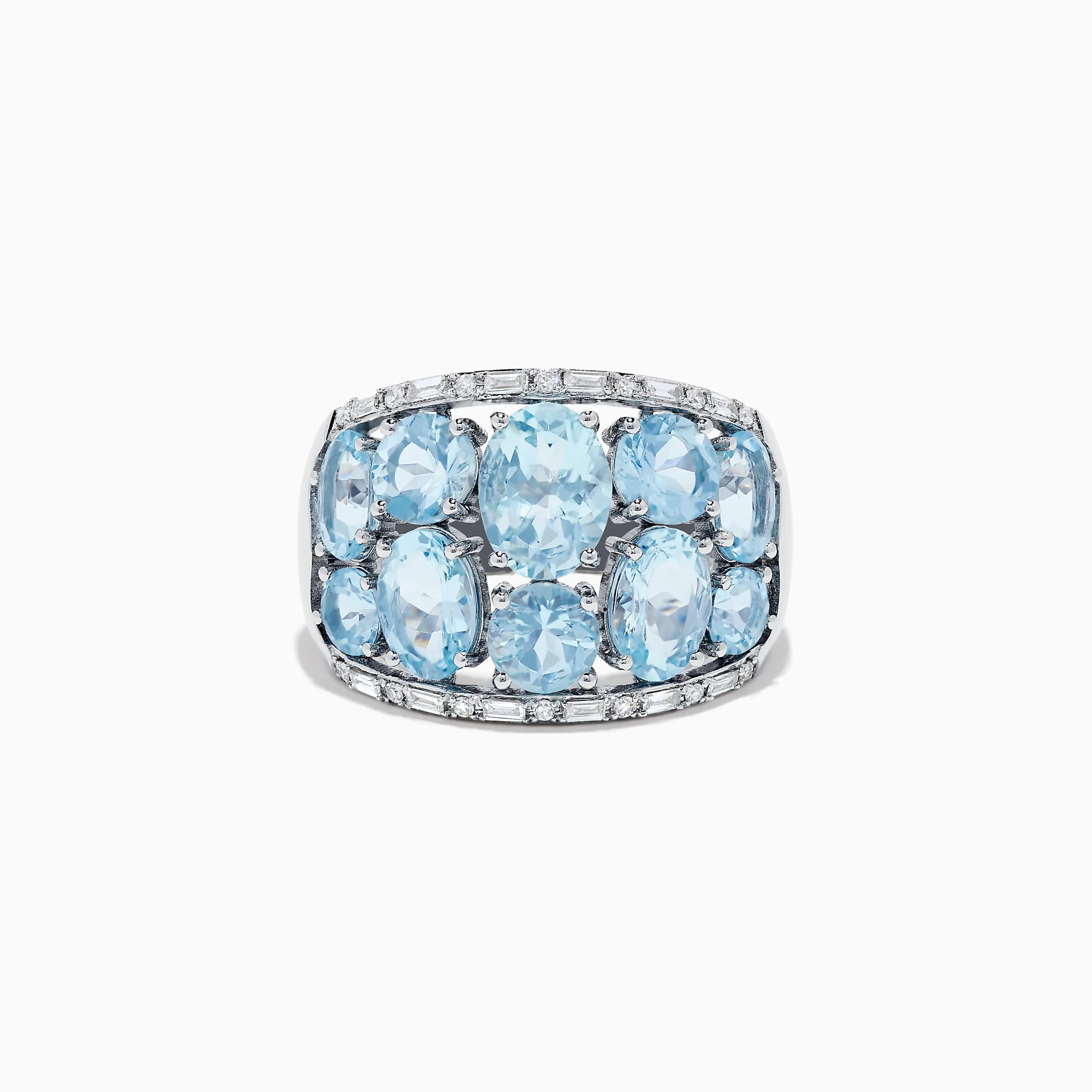 Aquarius 14k White Gold Aquamarine and Diamond Ring sold by Effy
