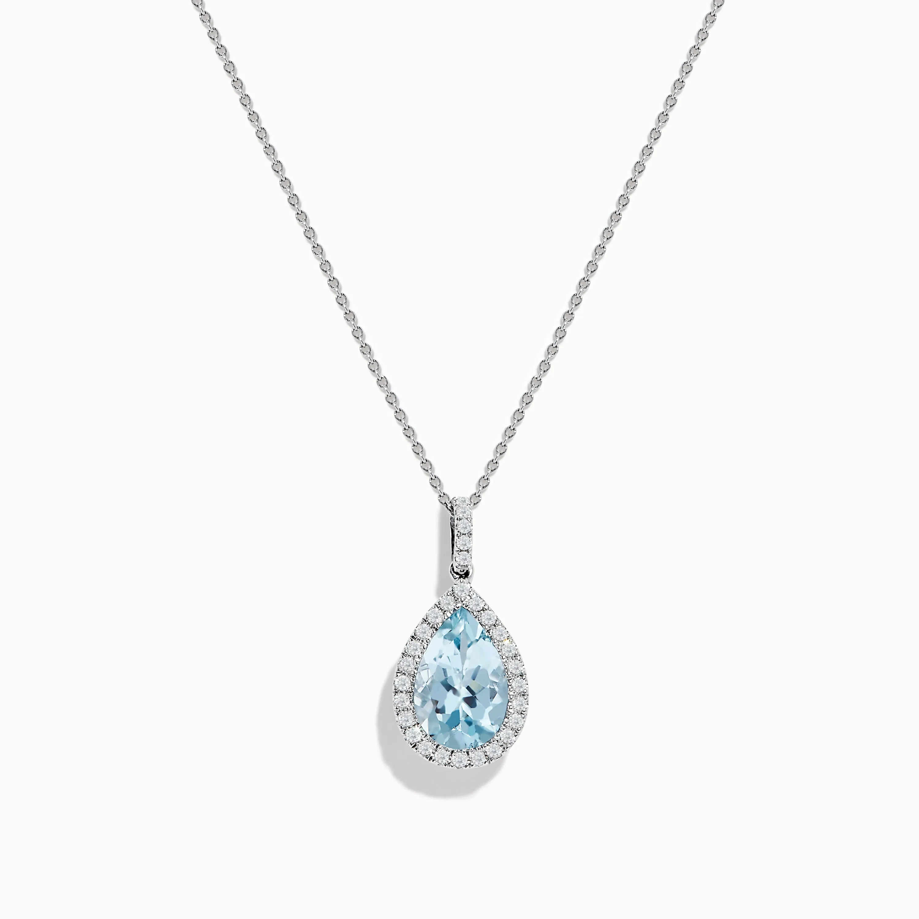 Aquarius 14K White Gold Aquamarine and Diamond Pendant sold by Effy