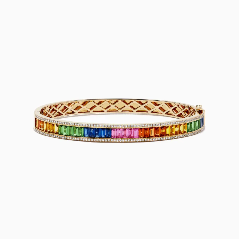 Watercolors 14K Gold Multi Sapphire and Diamond Bangle sold by Effy