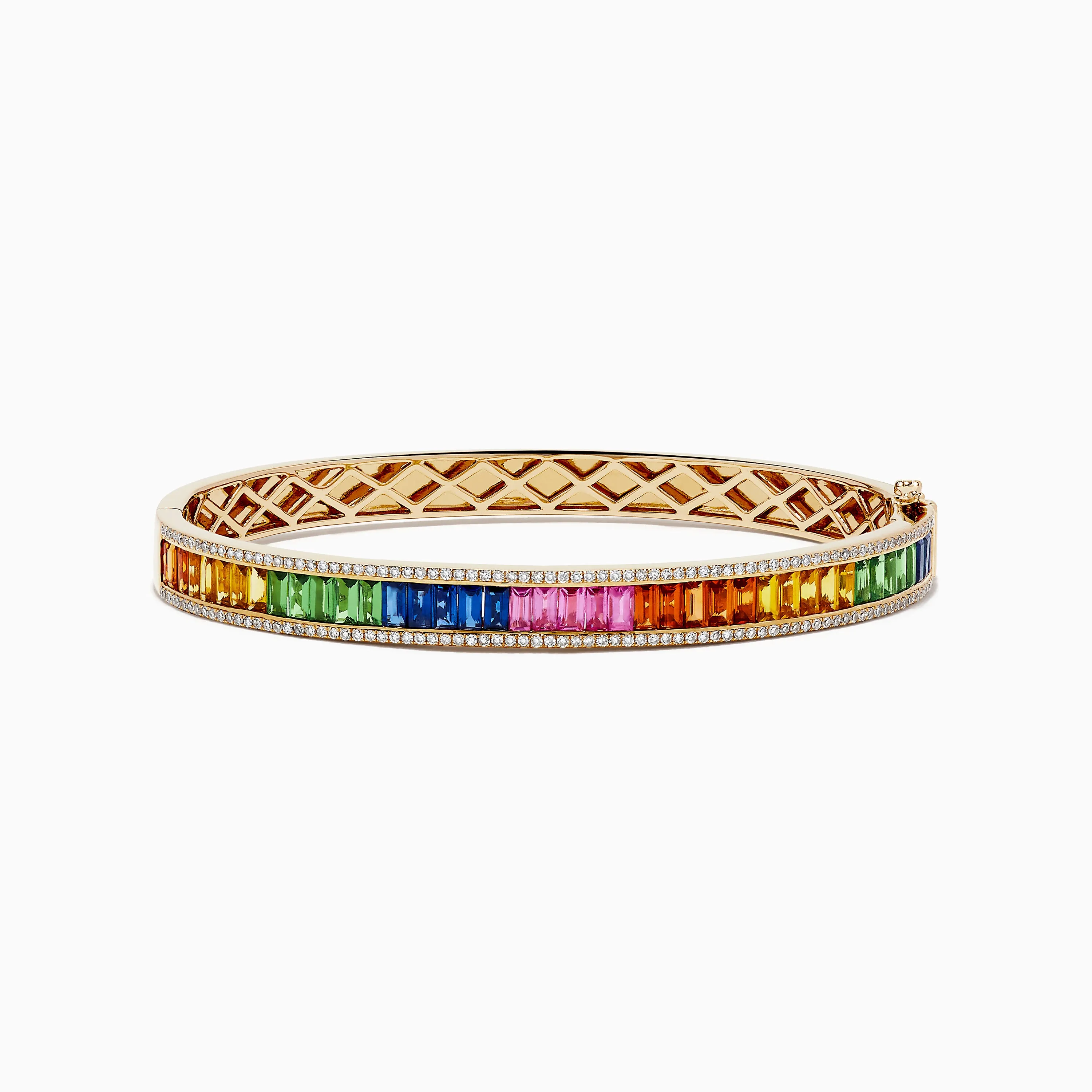 Watercolors 14K Gold Multi Sapphire and Diamond Bangle sold by Effy