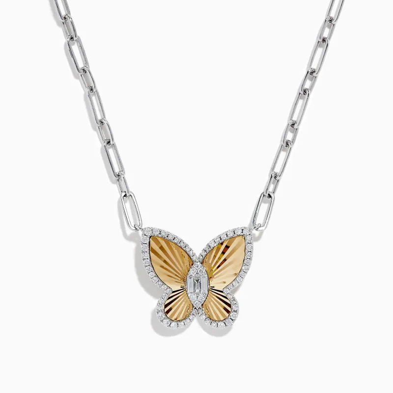 14K Two-Tone Gold Diamond Butterfly Necklace sold by Effy