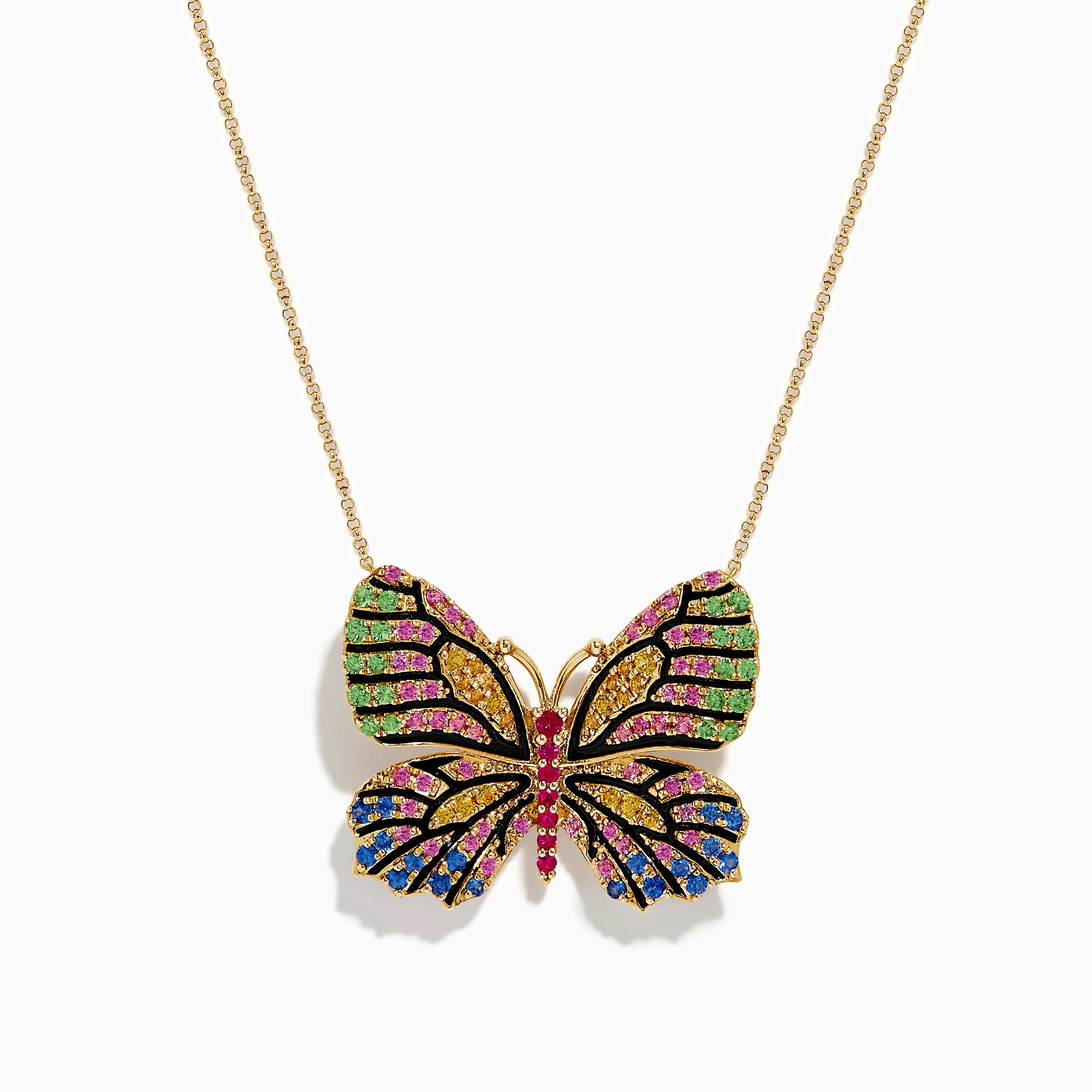 Watercolors 14K Gold Ruby and Multi Sapphire Butterfly Pendant sold by Effy