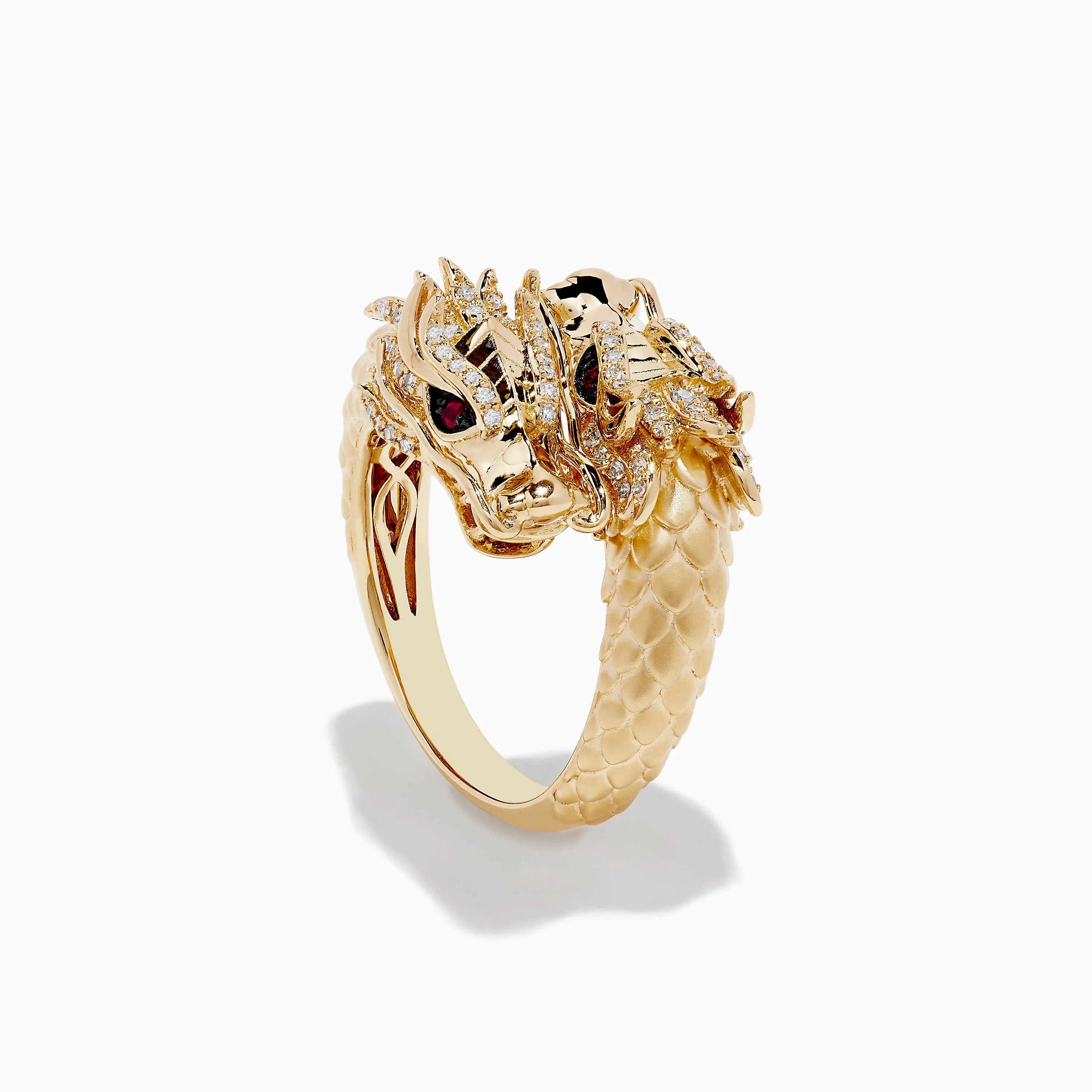 Safari 14K Yellow Gold Ruby and Diamond Dragon Bypass Ring sold by Effy