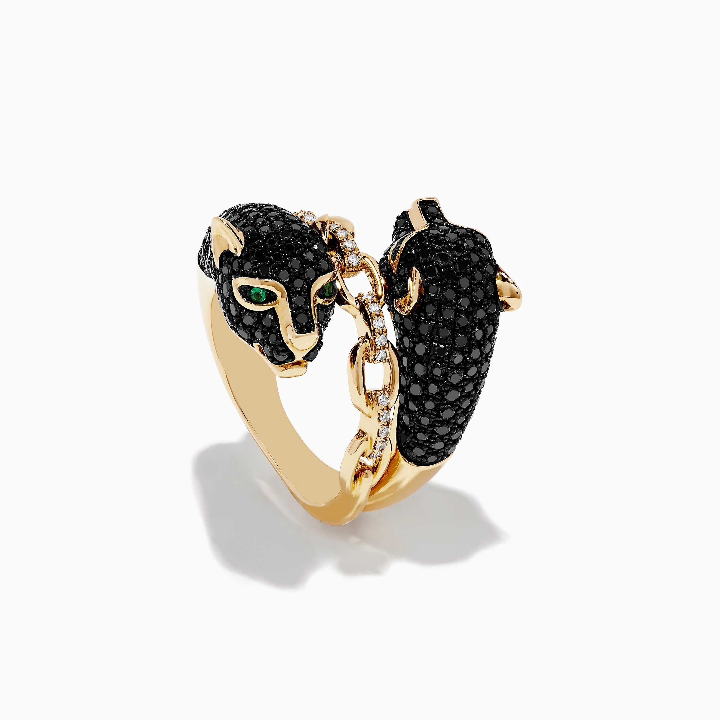 Signature 14K Gold Black Diamond Panther Bypass Statement Ring sold by Effy