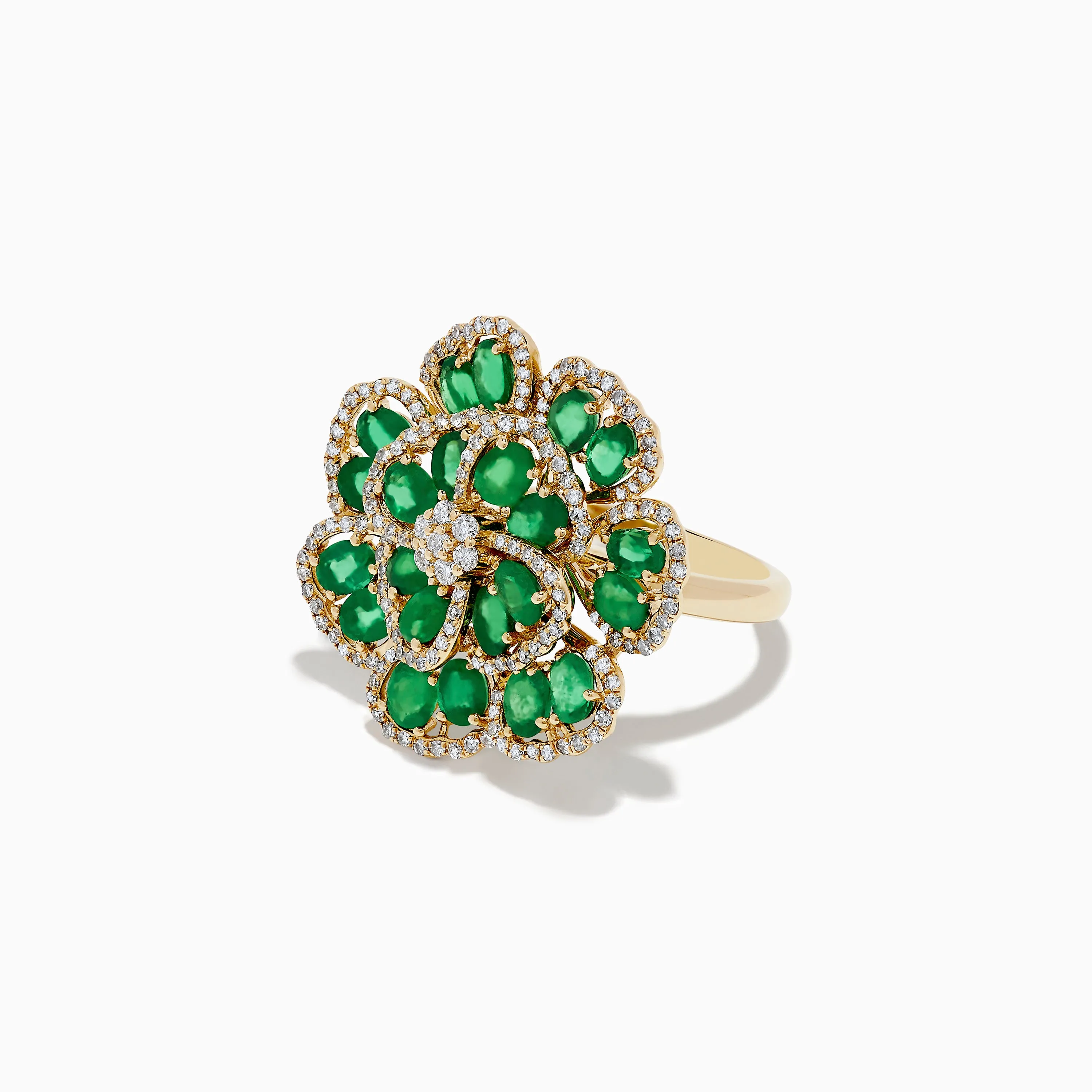 14K Yellow Gold Emerald and Diamond Flower Ring sold by Effy product image thumbnail 2