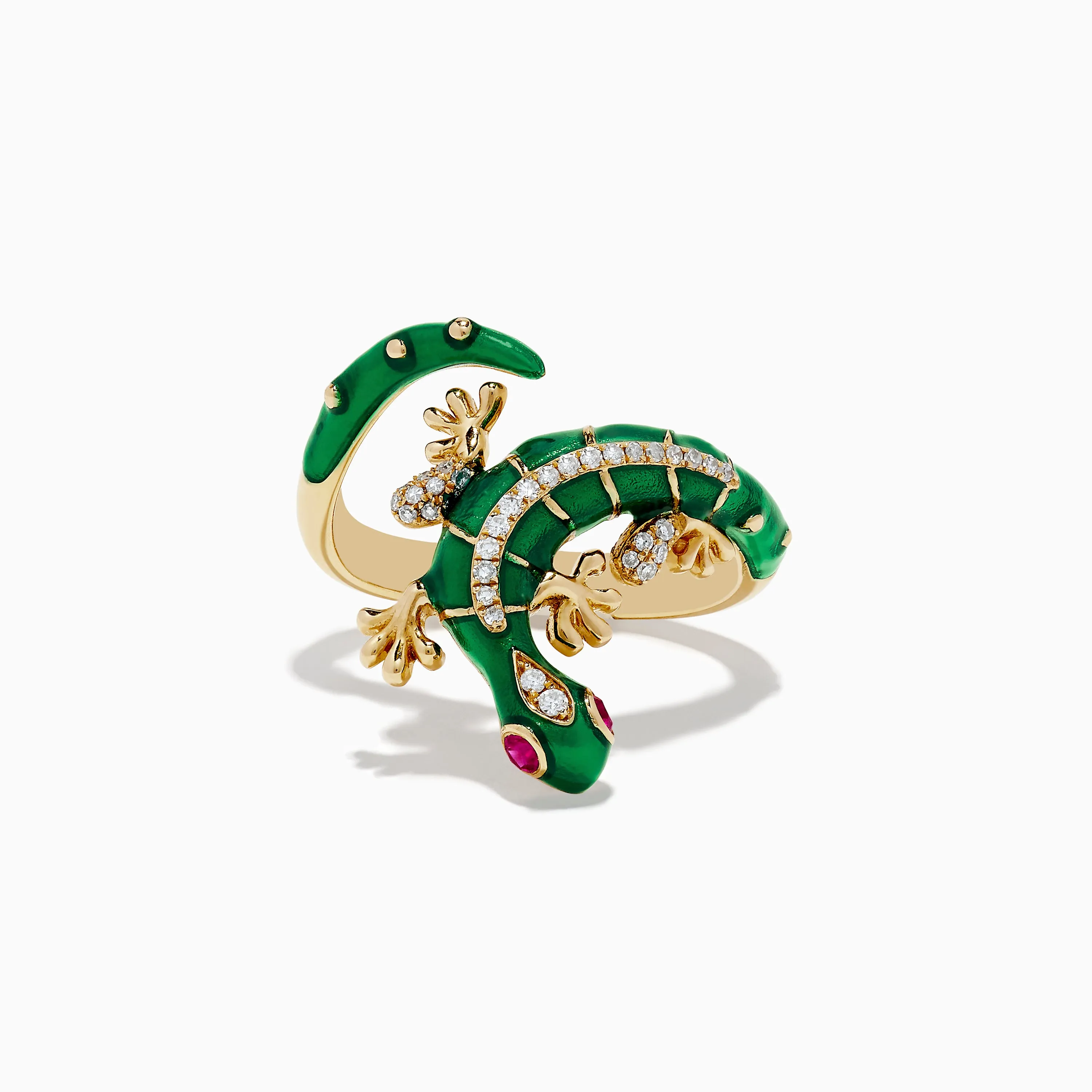 Safari 14K Yellow Gold Ruby and Diamond Lizard Ring sold by Effy
