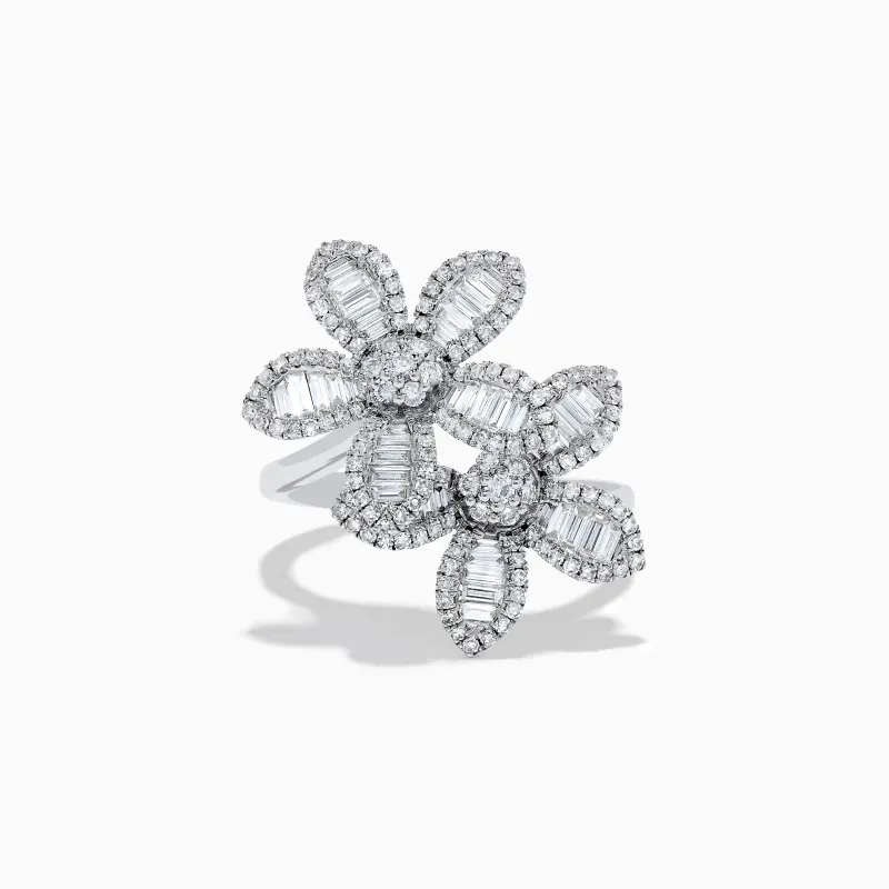 14K White Gold Diamond Multi Flower Ring sold by Effy
