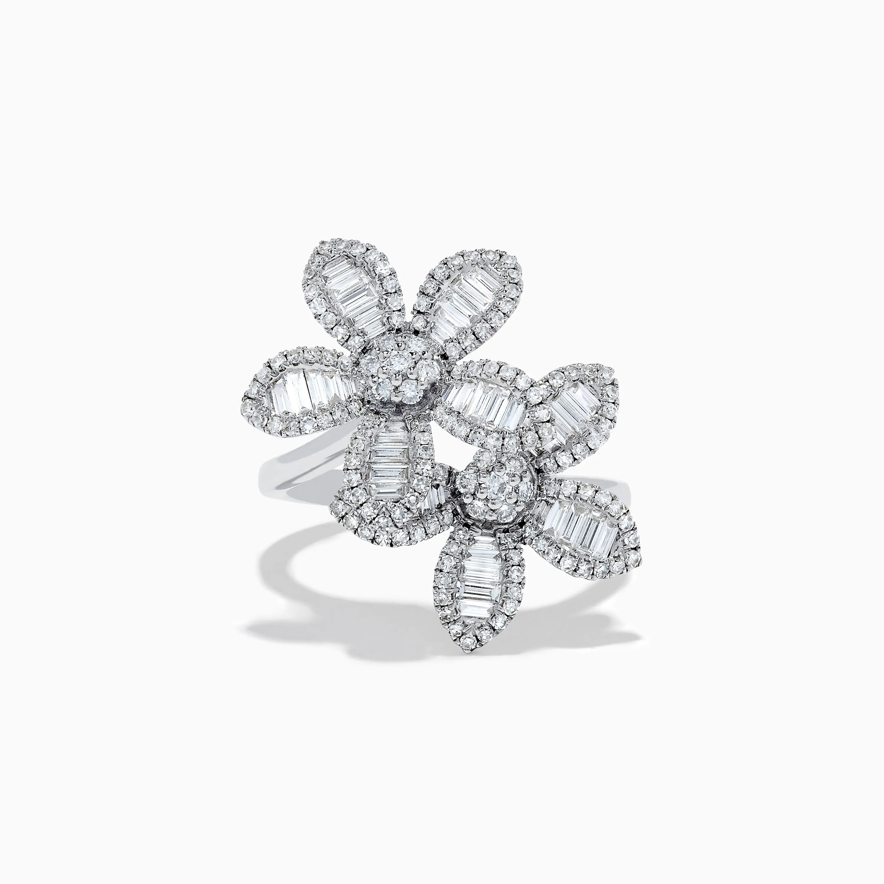 14K White Gold Diamond Multi Flower Ring sold by Effy