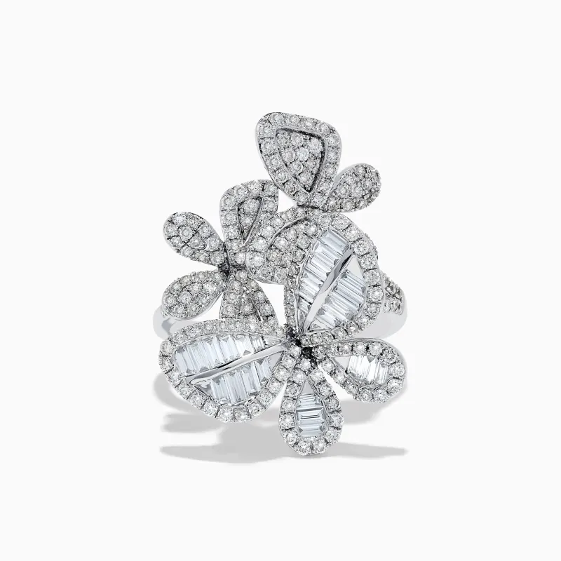 Nature 14K White Gold Diamond Multi Butterfly Ring sold by Effy