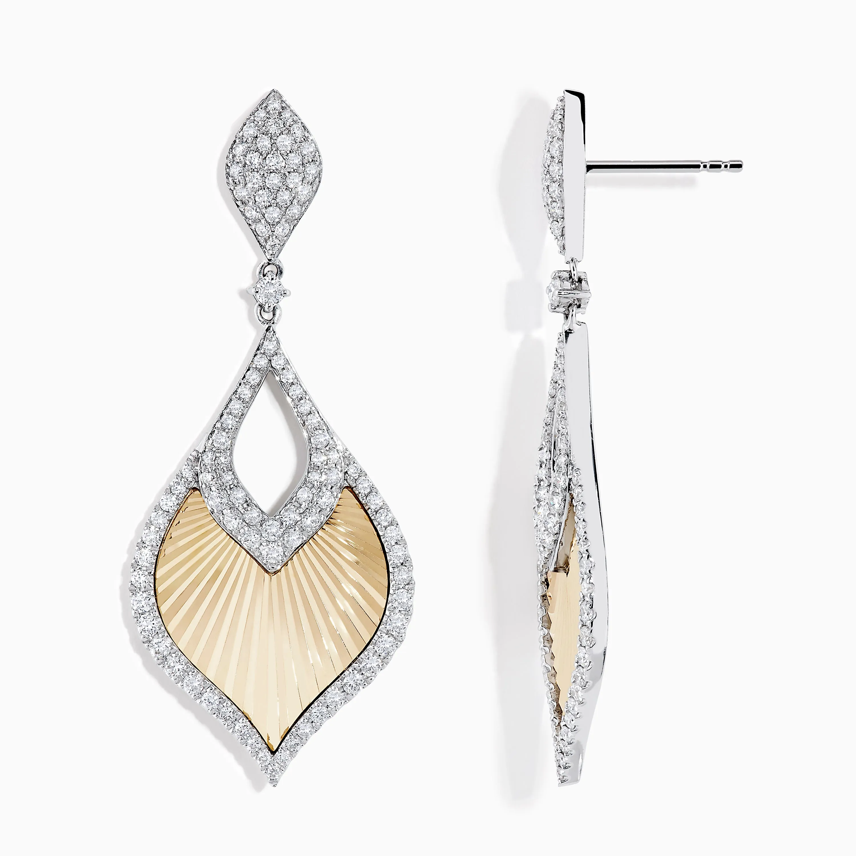 14K Two-Tone Textured Gold Diamond Statement Drop Earrings sold by Effy product image thumbnail 2