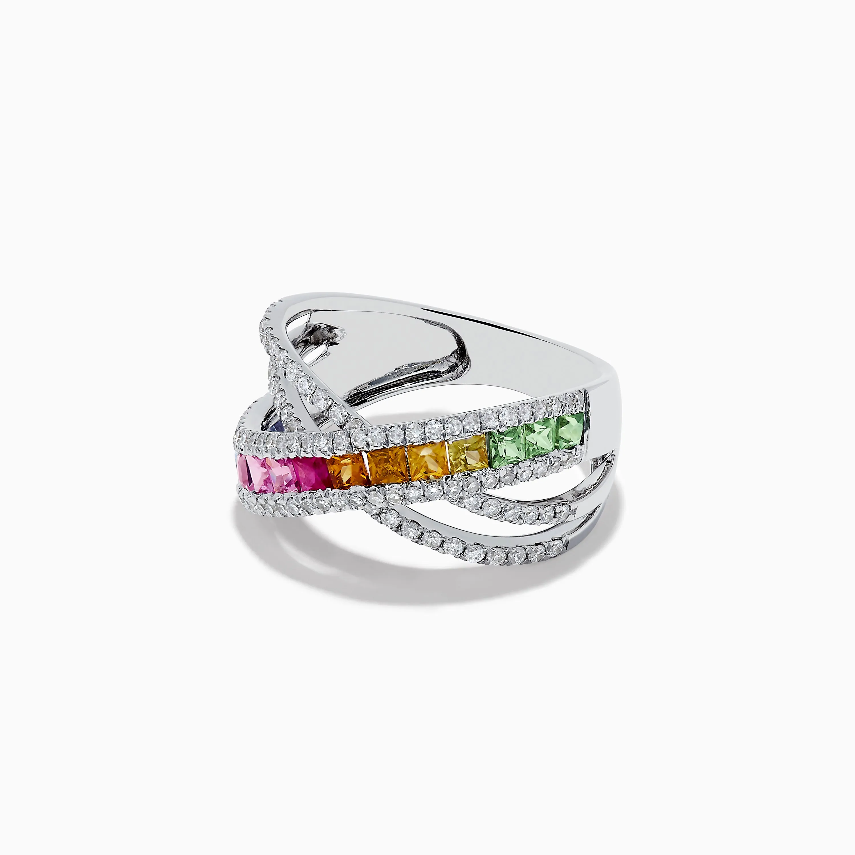 Watercolors 14K Gold Multi Sapphire & Diamond Crossover Ring sold by Effy product image thumbnail 2