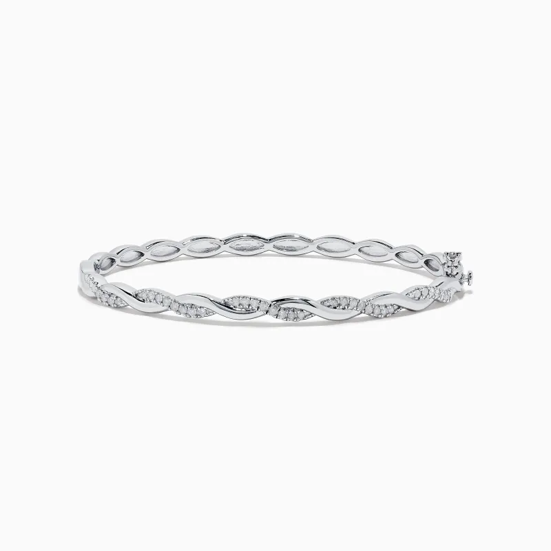925 Sterling Silver Diamond Bangle sold by Effy