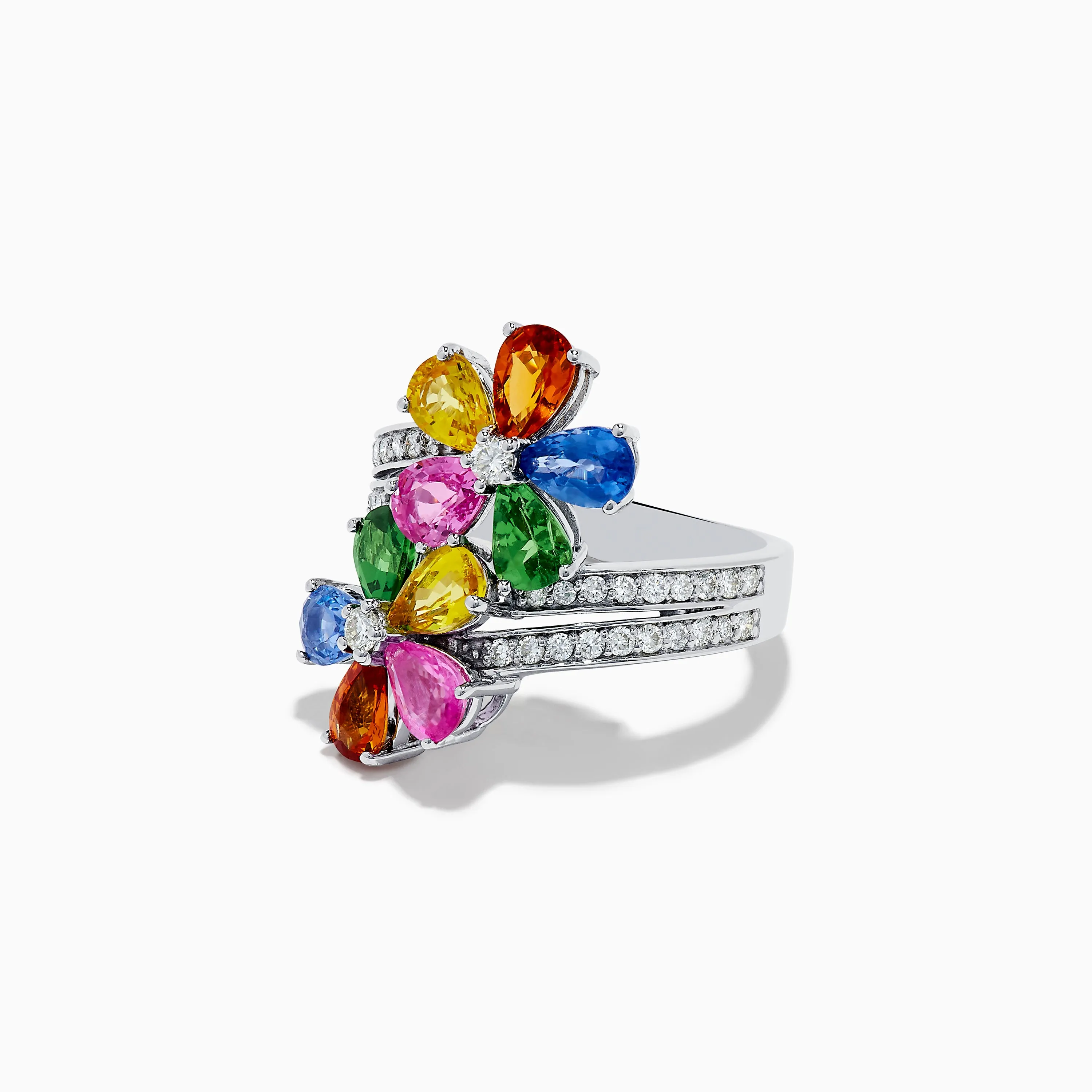 14K White Gold Multi Sapphire and Diamond Flower Ring sold by Effy product image thumbnail 2